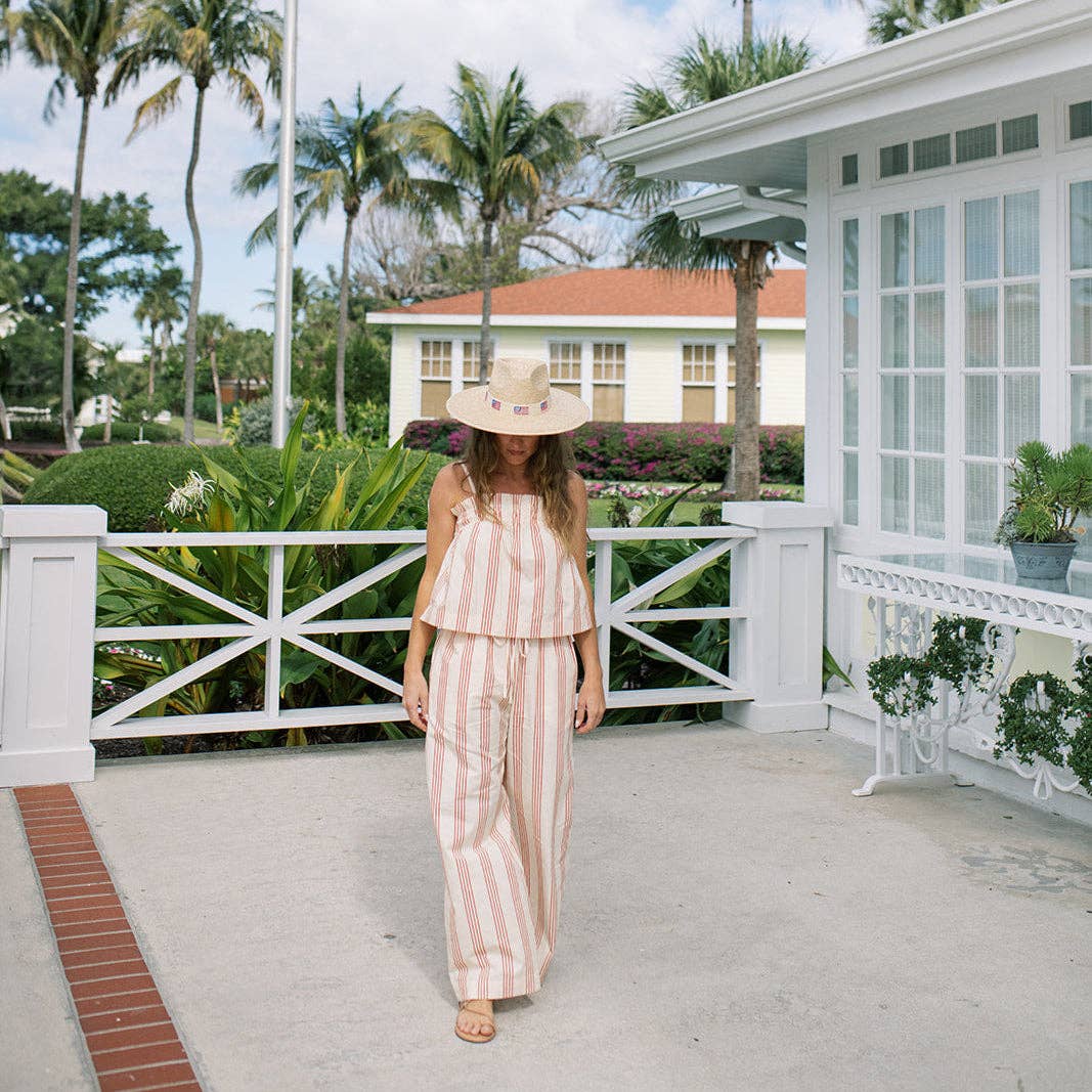 Cherry Pinstripe Daphne Pant: XS
