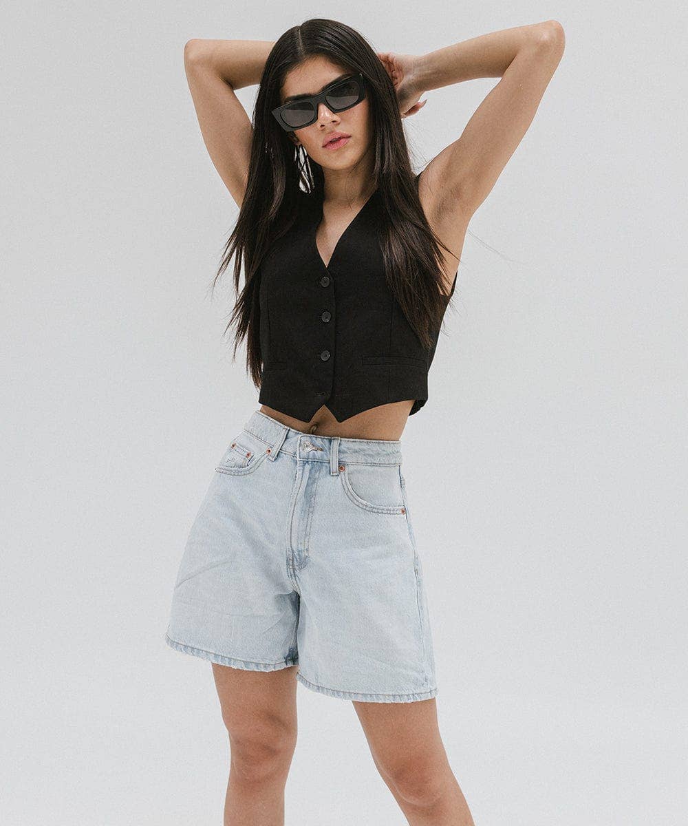 Jackie Rectangle Sunglasses: Black