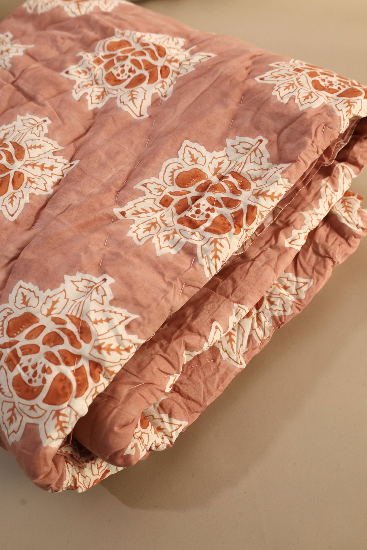 Everything Rose Block-Print Quilt: King