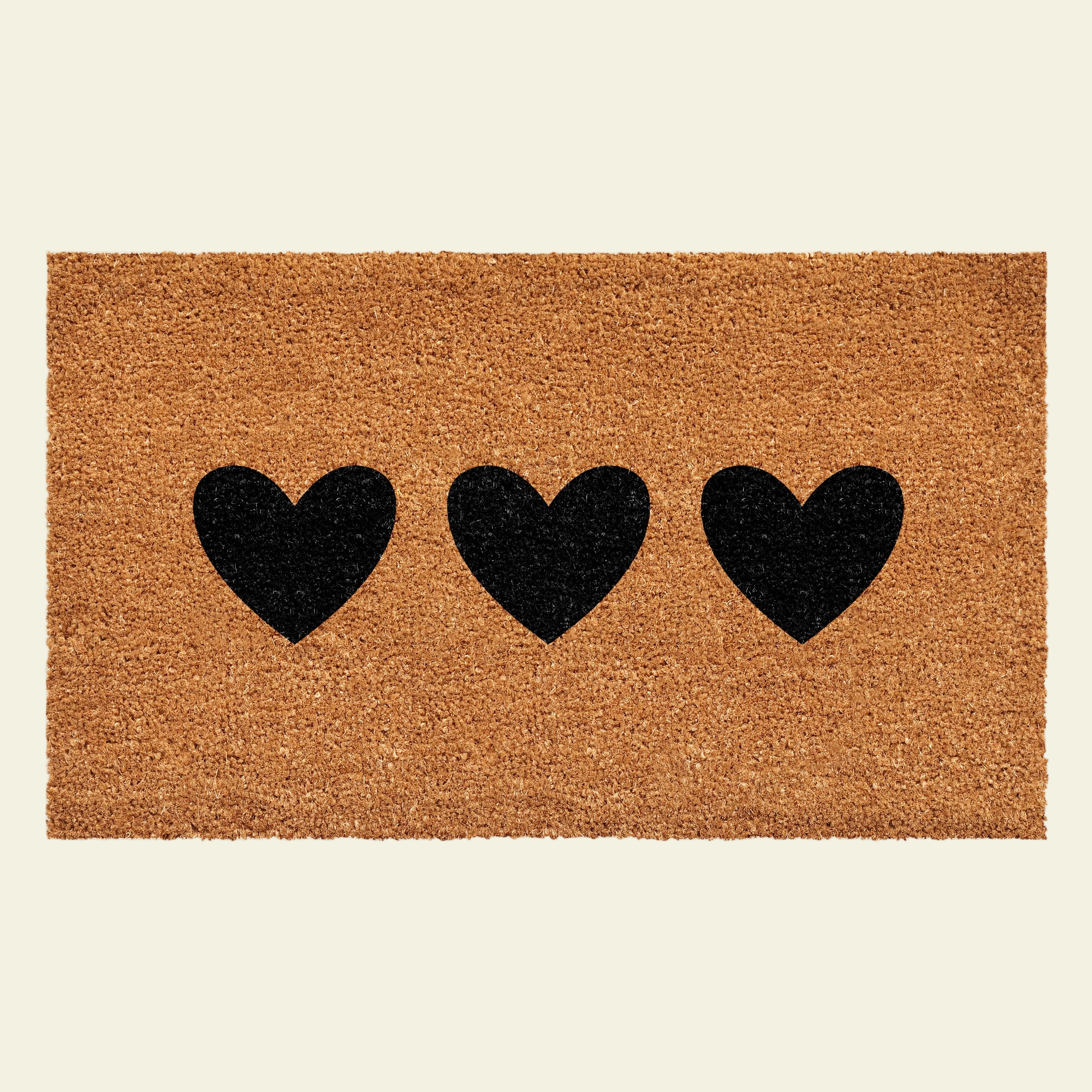Trio Heart Doormat in Black