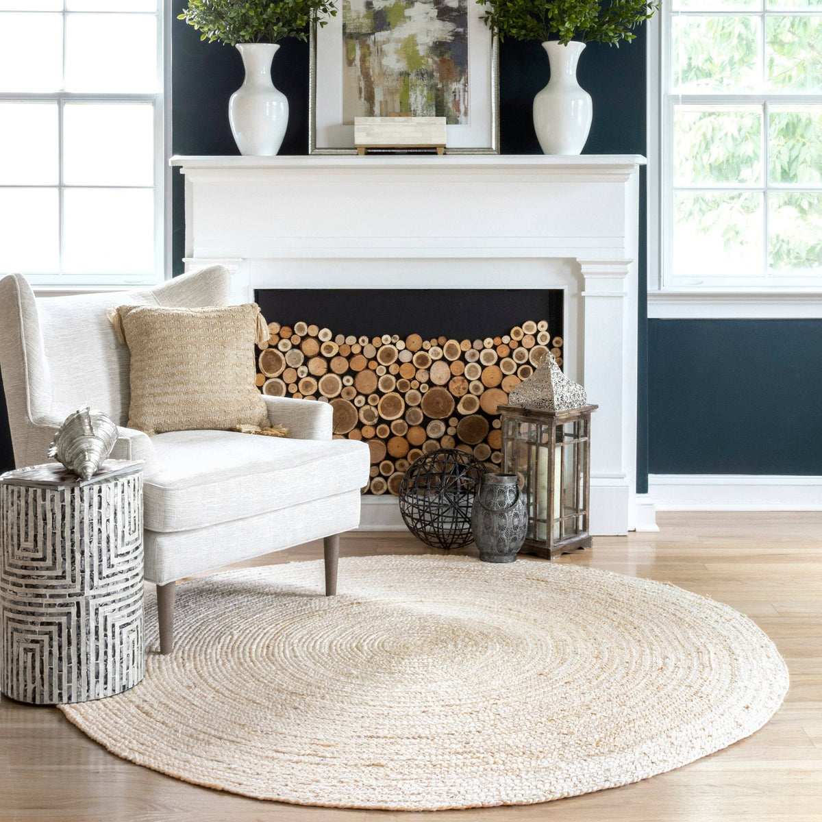 Rigo Hand Woven Farmhouse Jute Area Rug: Natural / Rectangle / 8' X 10'