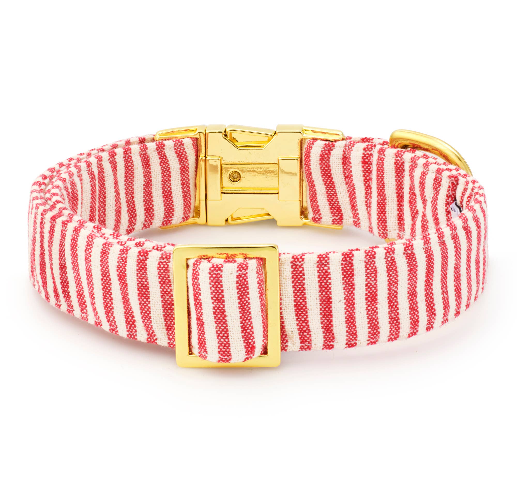 Red Stripe Dog Collar: M / Gold