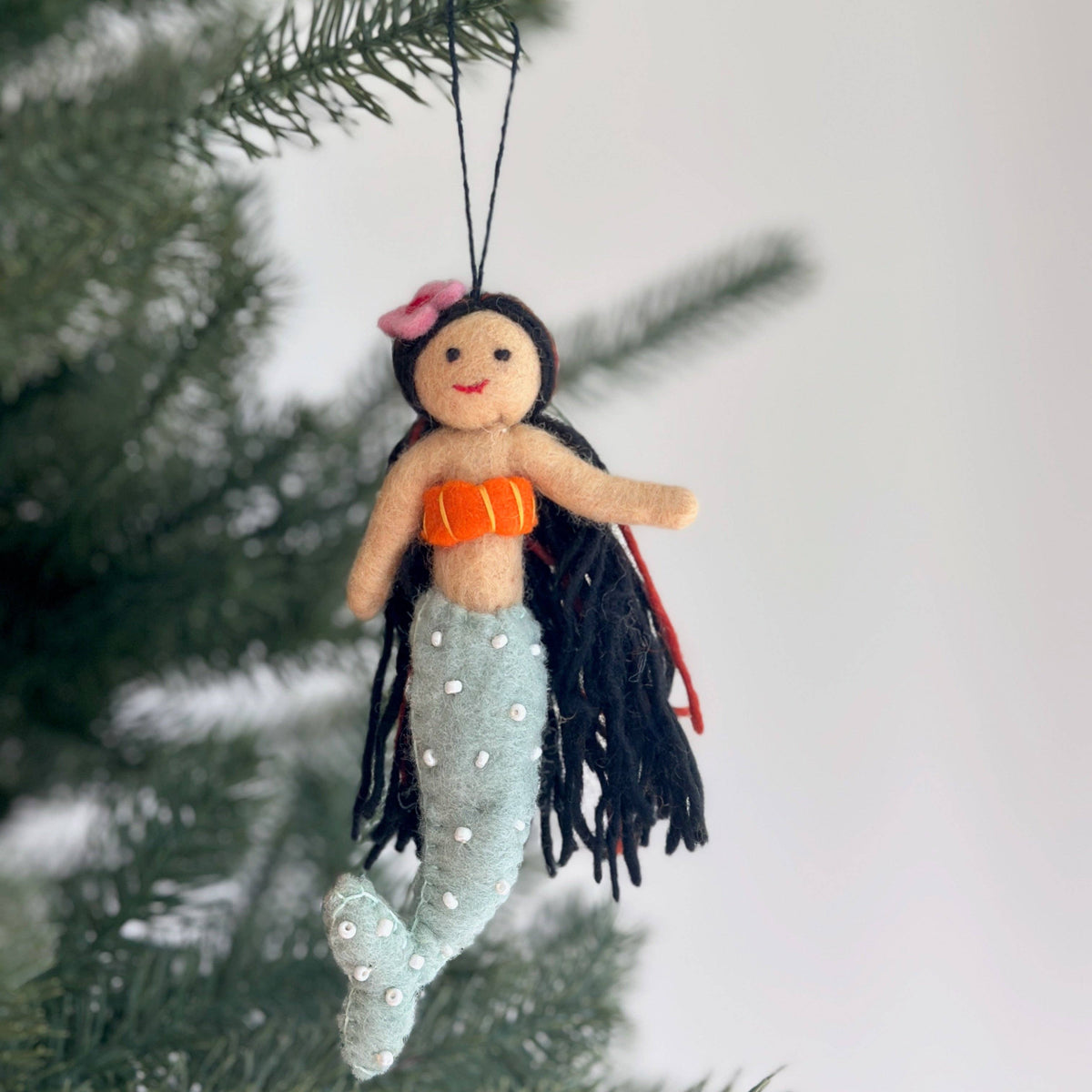 Felt Ornament - Silk Sea Mermaid: Mint Tail