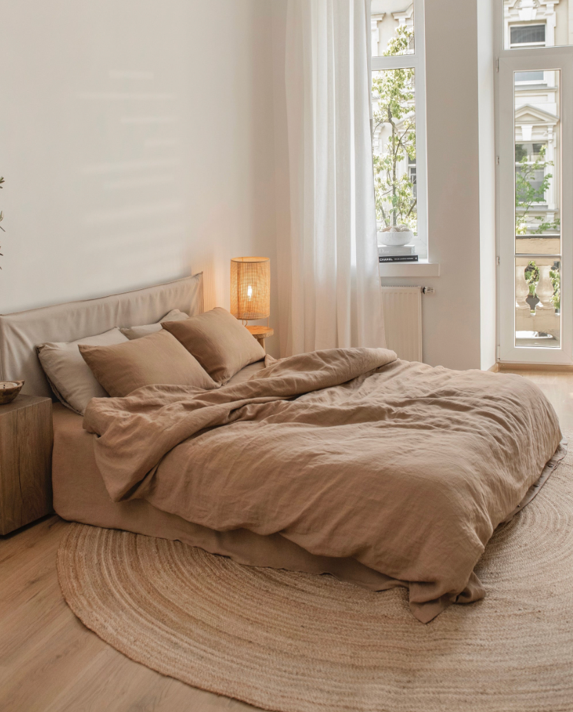 Latte linen duvet cover set