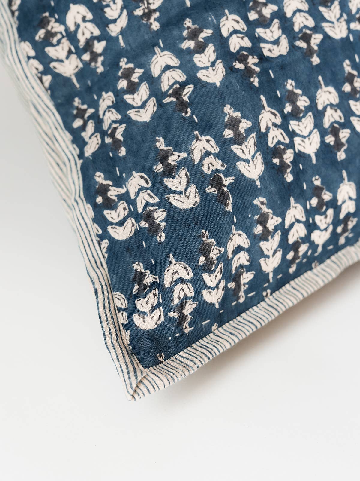 Blossom Block Print Sham: DARK BLUE / KING