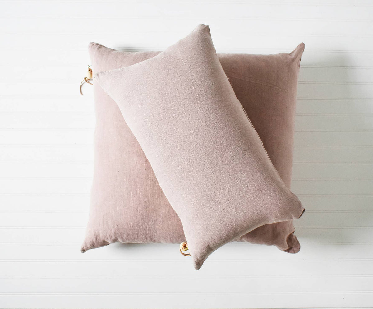 Shadow Rose Washed Linen Pillow: Cover + Down Insert / 27 X 27