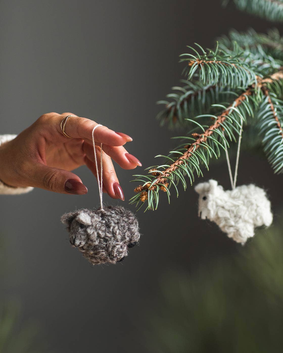 Felted Sheep Ornament: Ivory