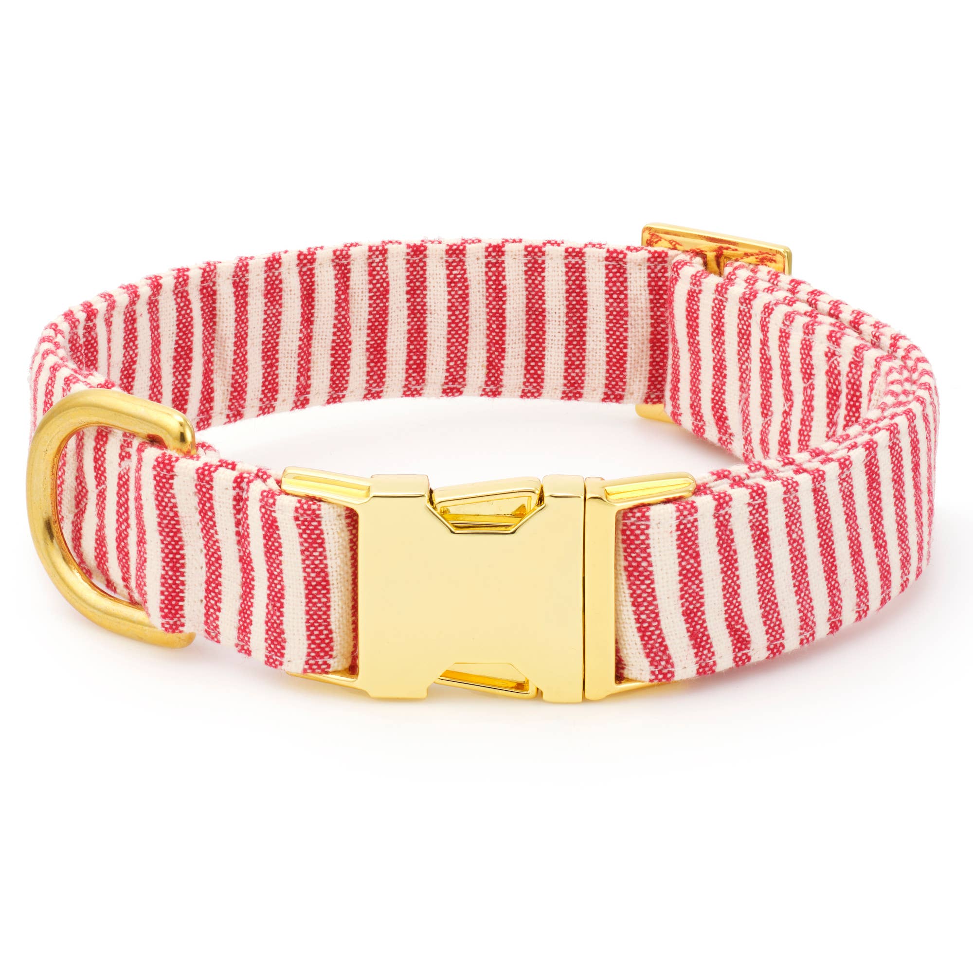Red Stripe Dog Collar: XS / Gold