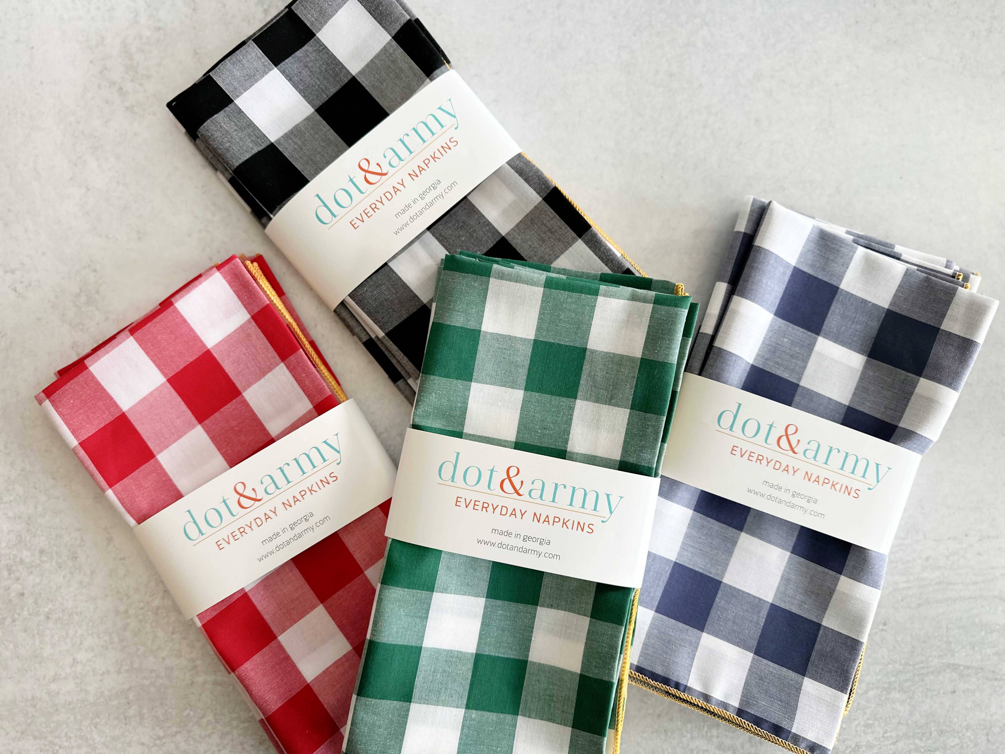 Gingham Check Cloth Napkins, set of four: Cherry red