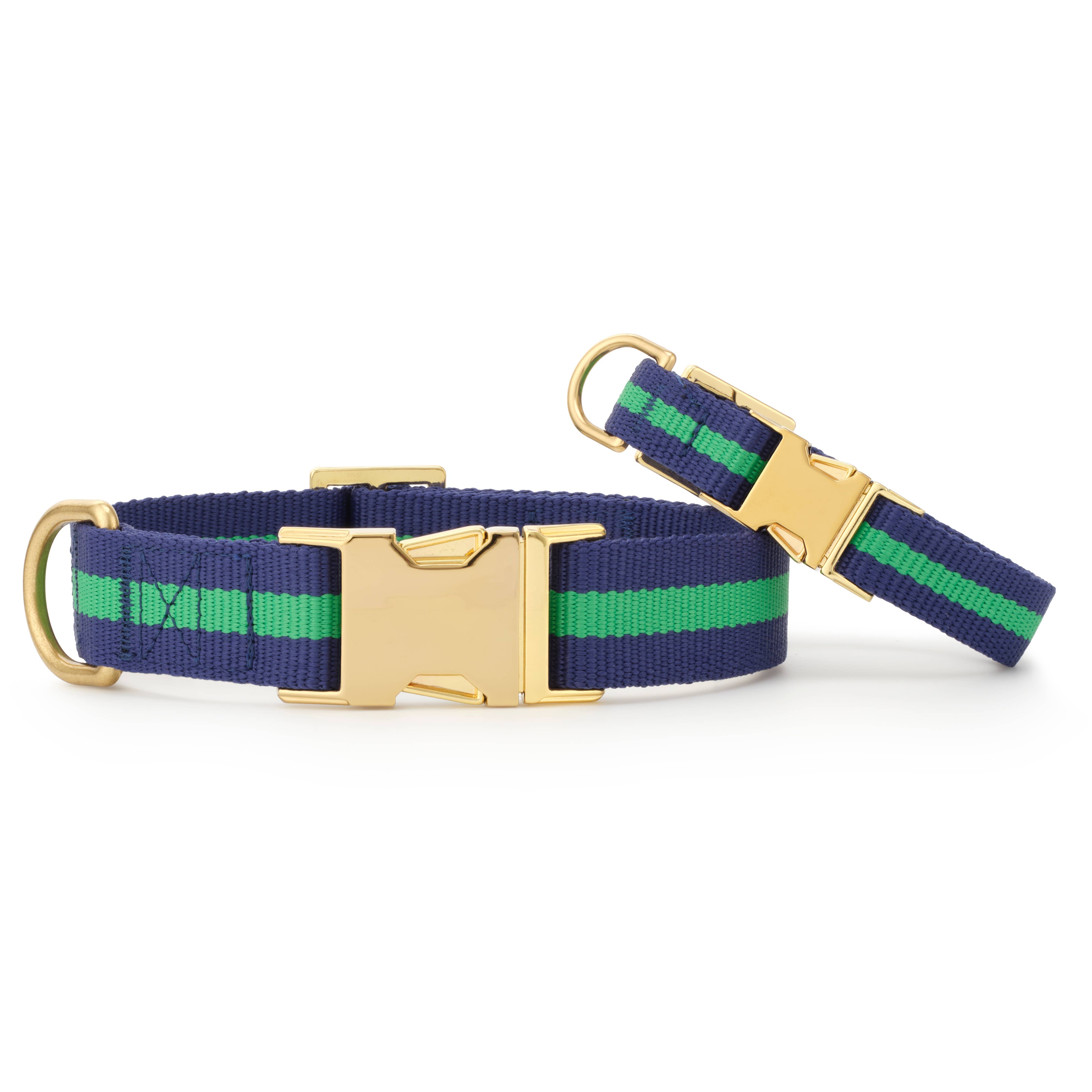 Camden Striped Webbing Dog Collar: S - 11-16”