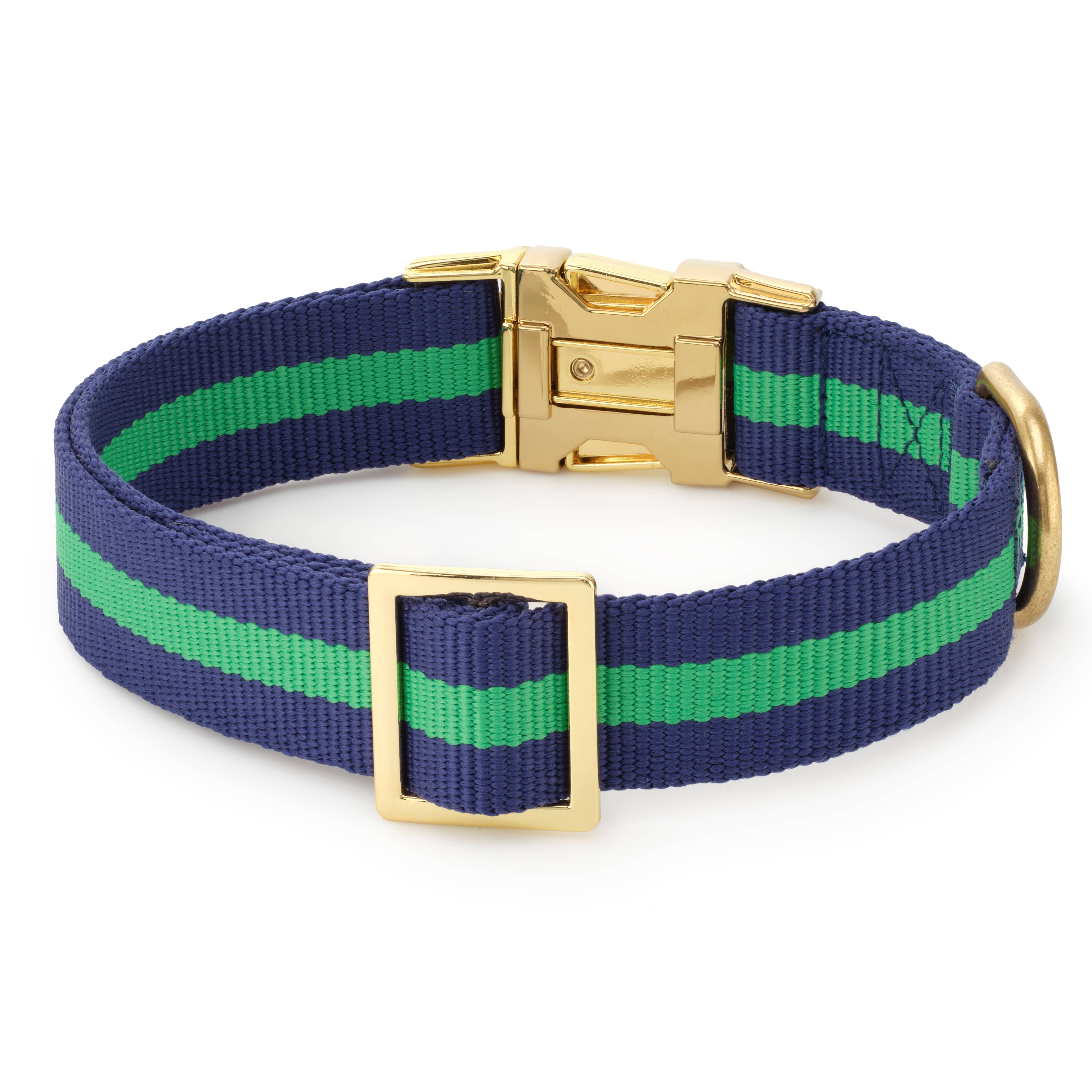 Camden Striped Webbing Dog Collar: S - 11-16”