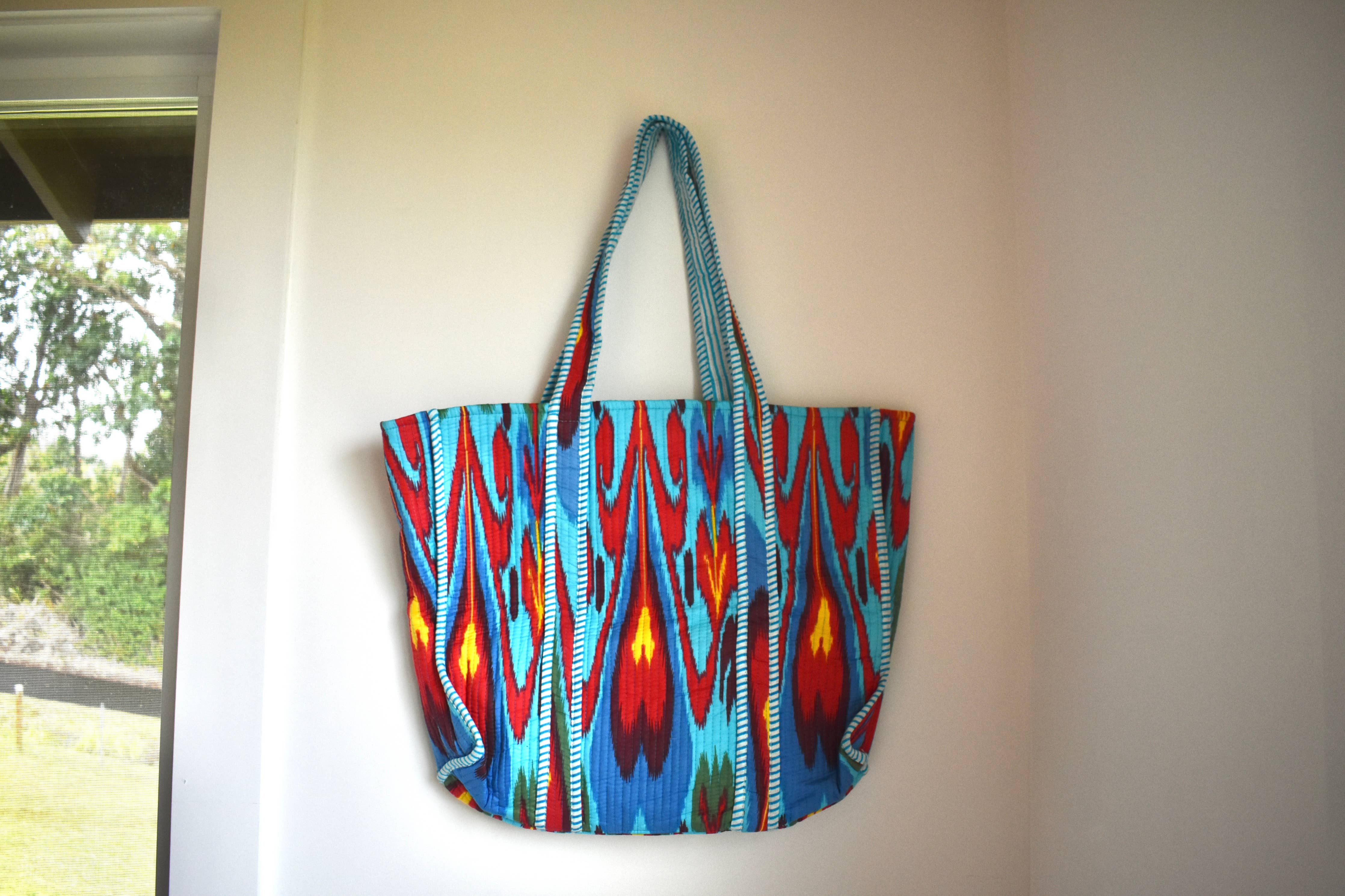 Block Print Tote Bag: Bright Pink Animal