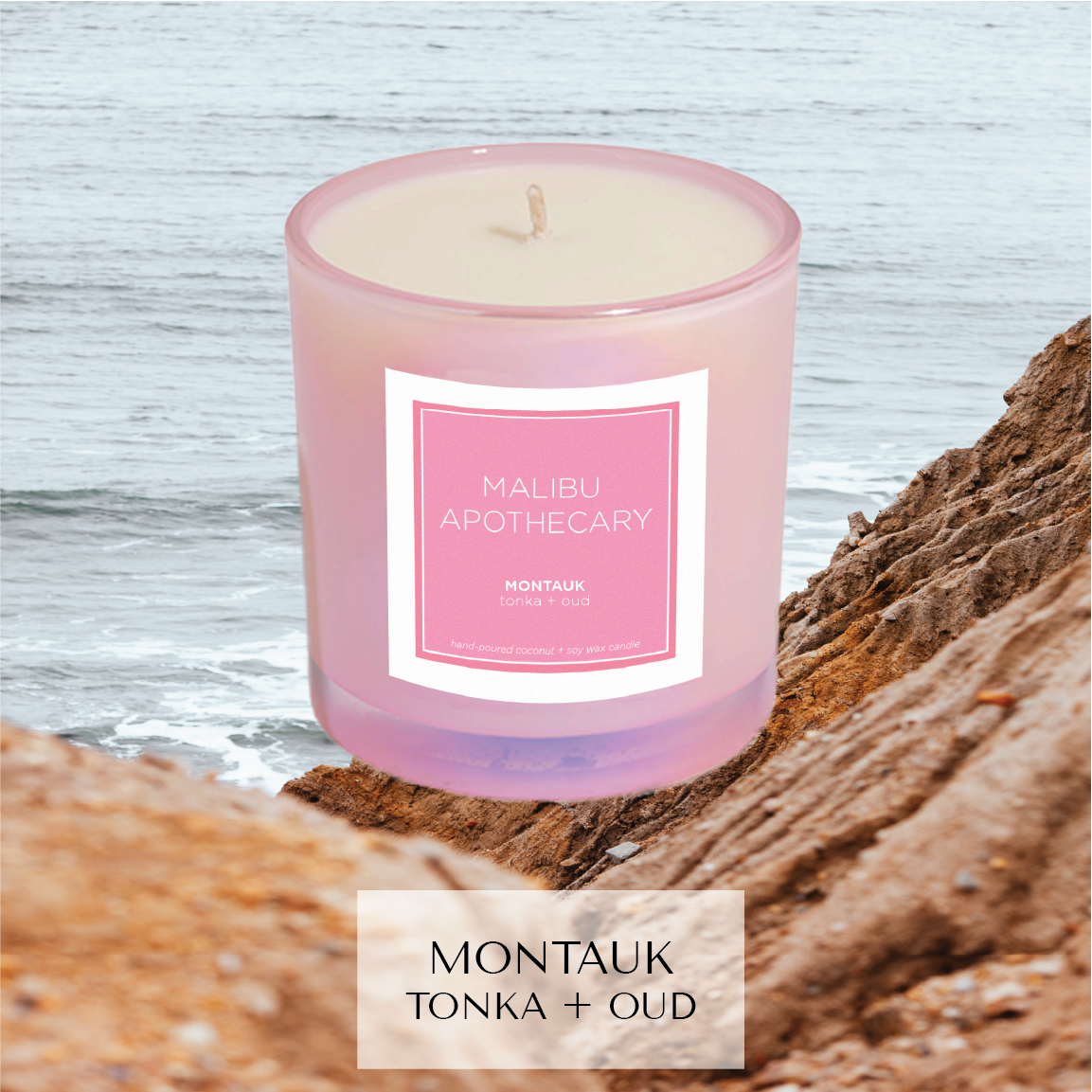 Iridescent Pink Candle: MONTAUK
