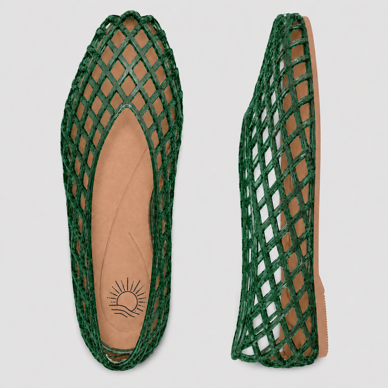 MARINA closed back cage v neck jelly water-friendly flat: TORTOISE / 7