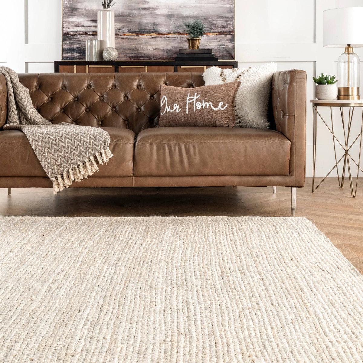 Rigo Hand Woven Farmhouse Jute Area Rug: Natural / Rectangle / 8' X 10'