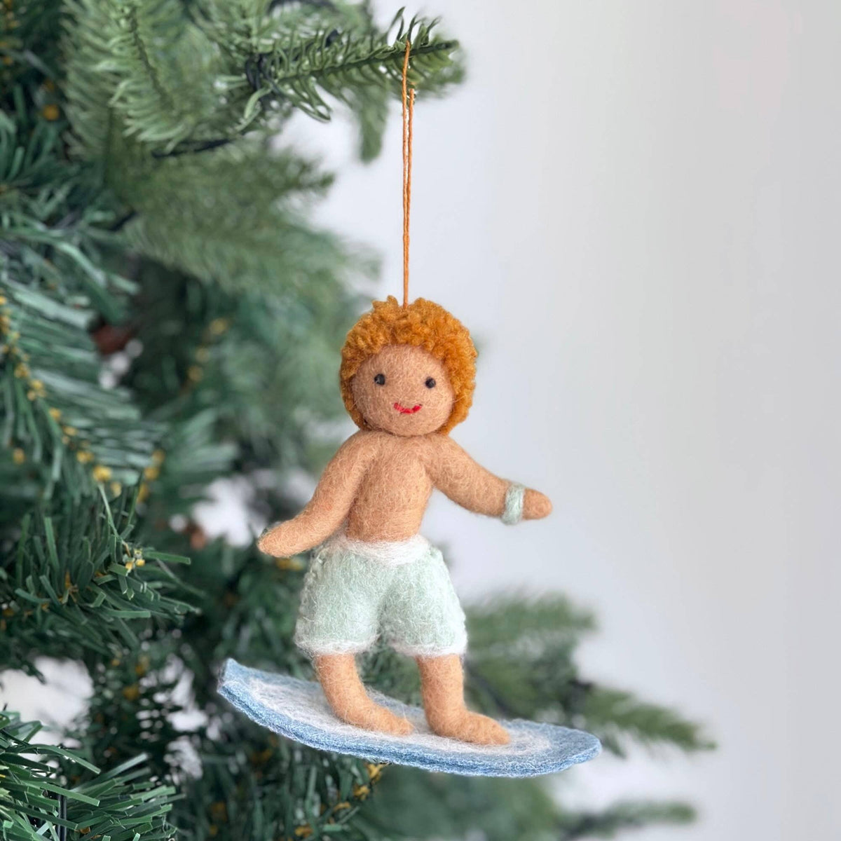 Felt Ornament - Surfer Boy: White