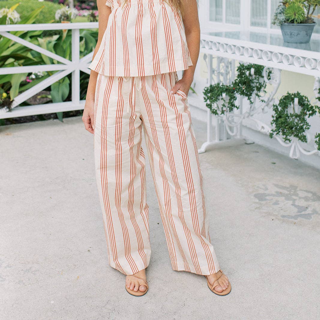 Cherry Pinstripe Daphne Pant: XS