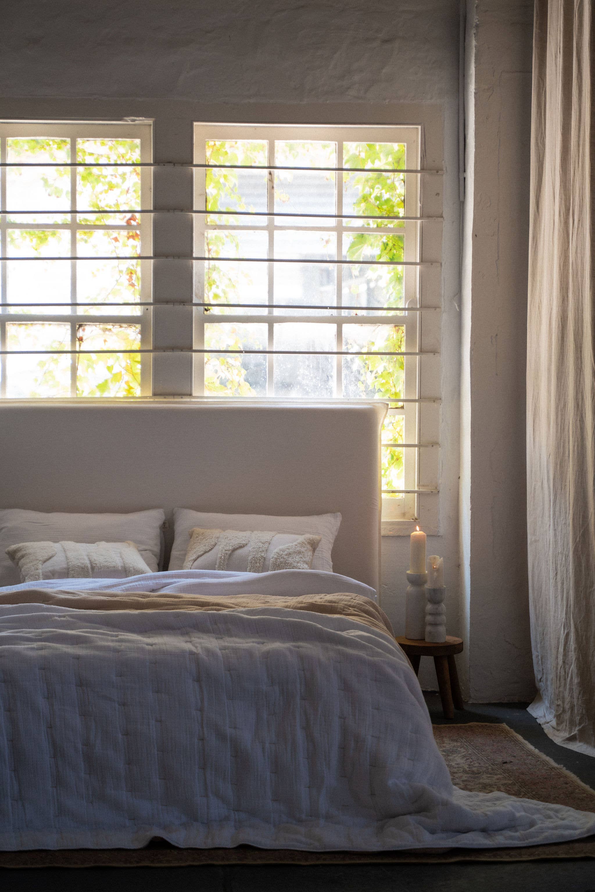 Enes Quilted Bed Cover | White