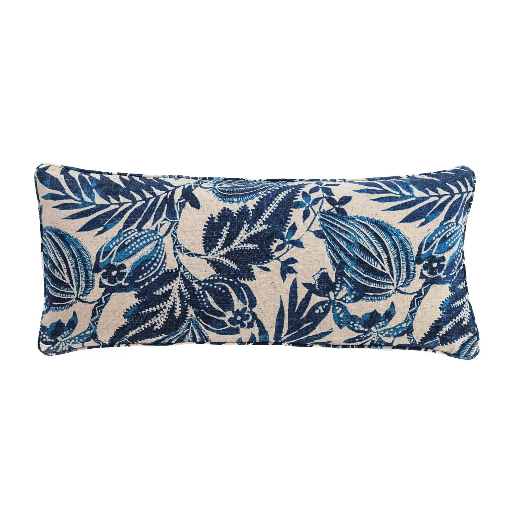 Antigua Linen Decorative Pillow  | Blue: 15" Lumbar