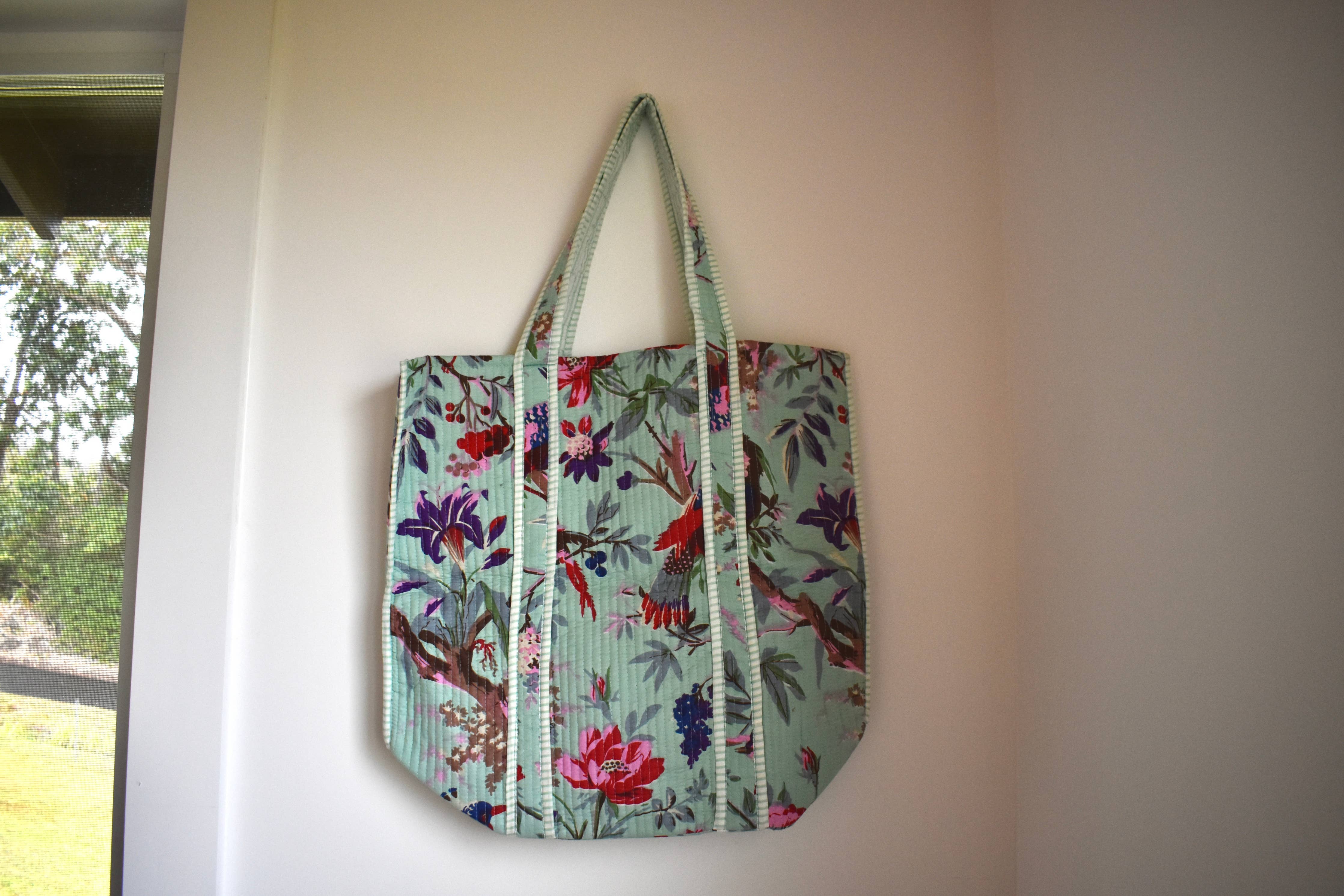 Block Print Tote Bag: Bright Pink Animal