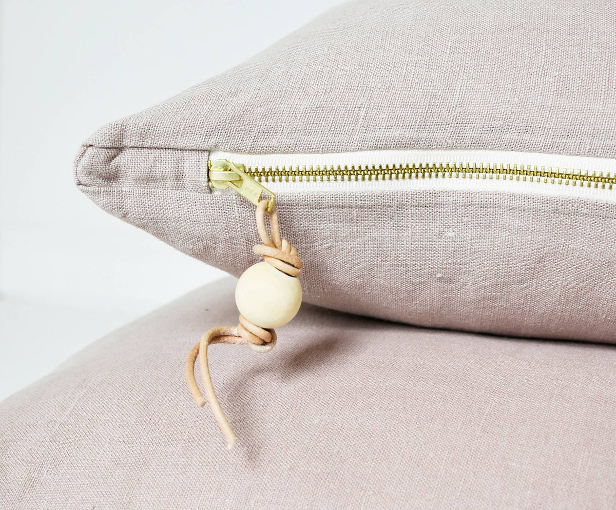 Shadow Rose Washed Linen Pillow: Cover + Down Insert / 27 X 27