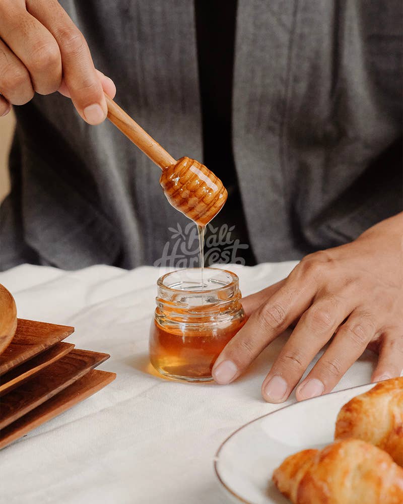 Teak Wooden Honey Dipper Spoon - Syrup Spoon Honey Pot Gift
