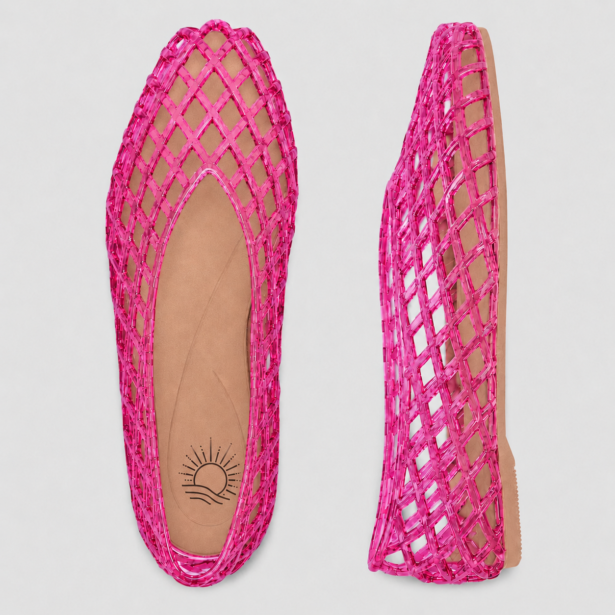 MARINA closed back cage v neck jelly water-friendly flat: TORTOISE / 7