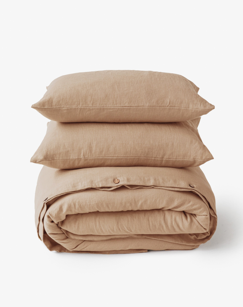 Latte linen duvet cover set /Queen