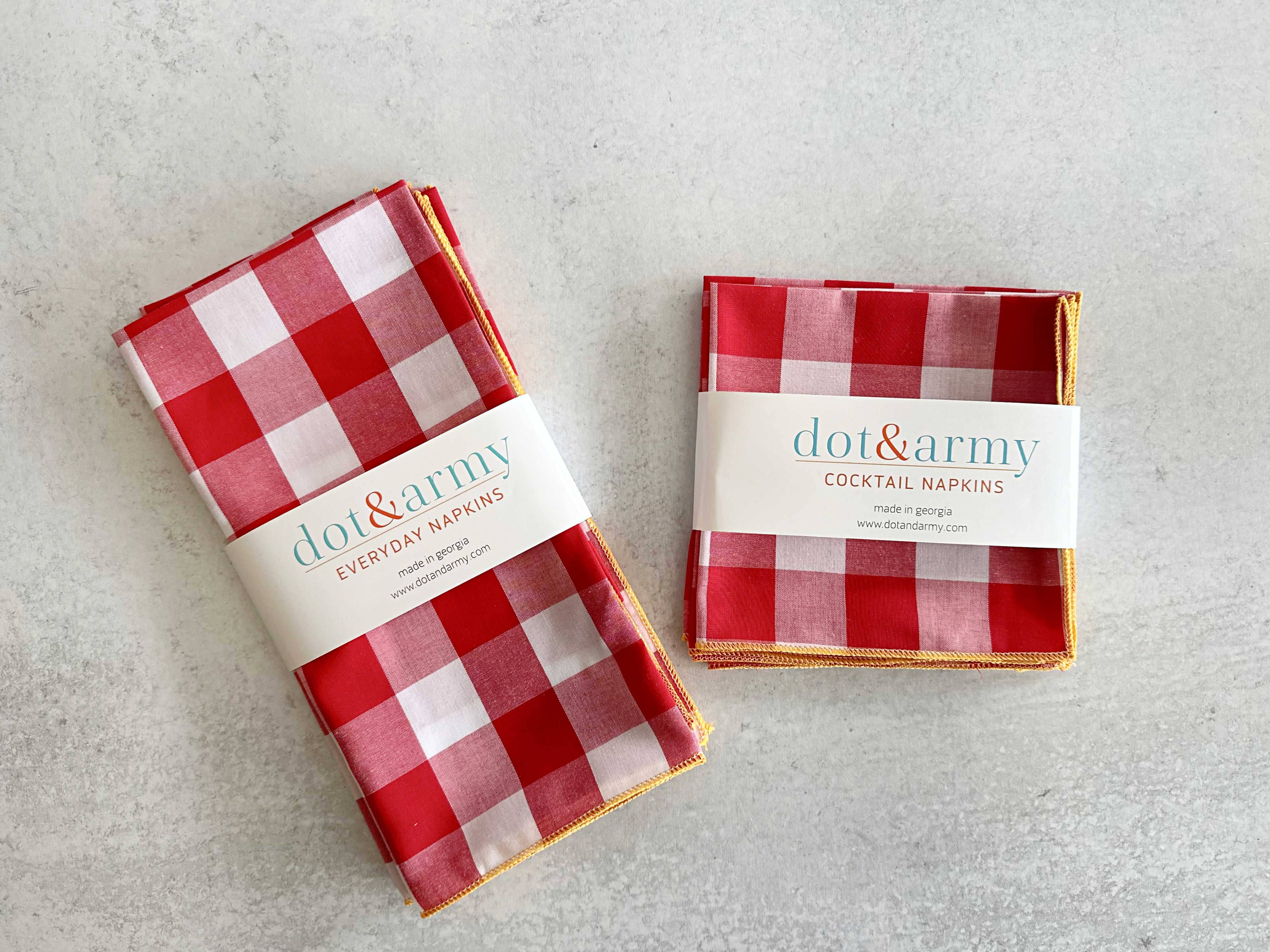 Gingham Check Cloth Napkins, set of four: Cherry red