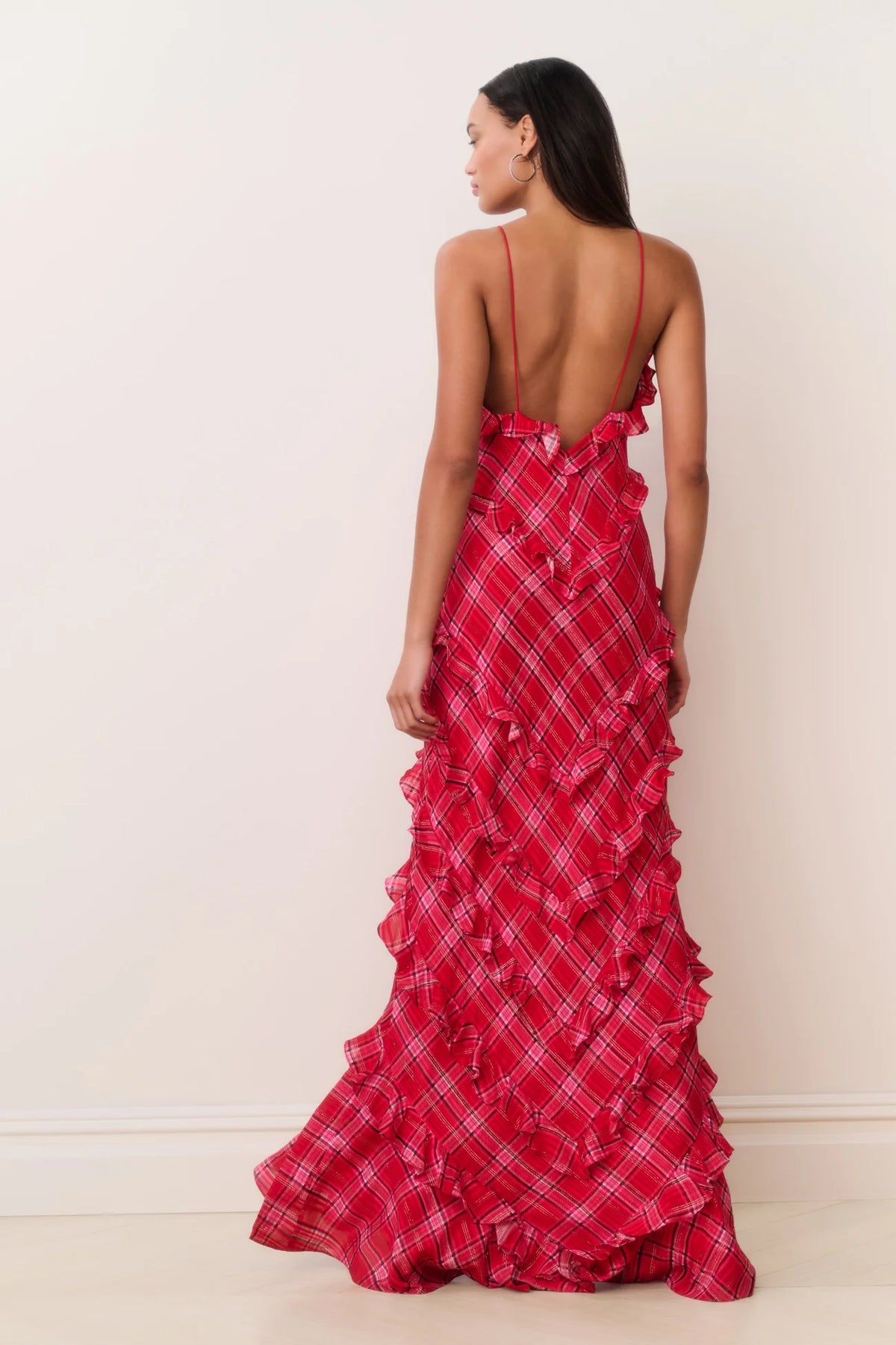 LoveShackFancy Ellietta Dress in Red, back view