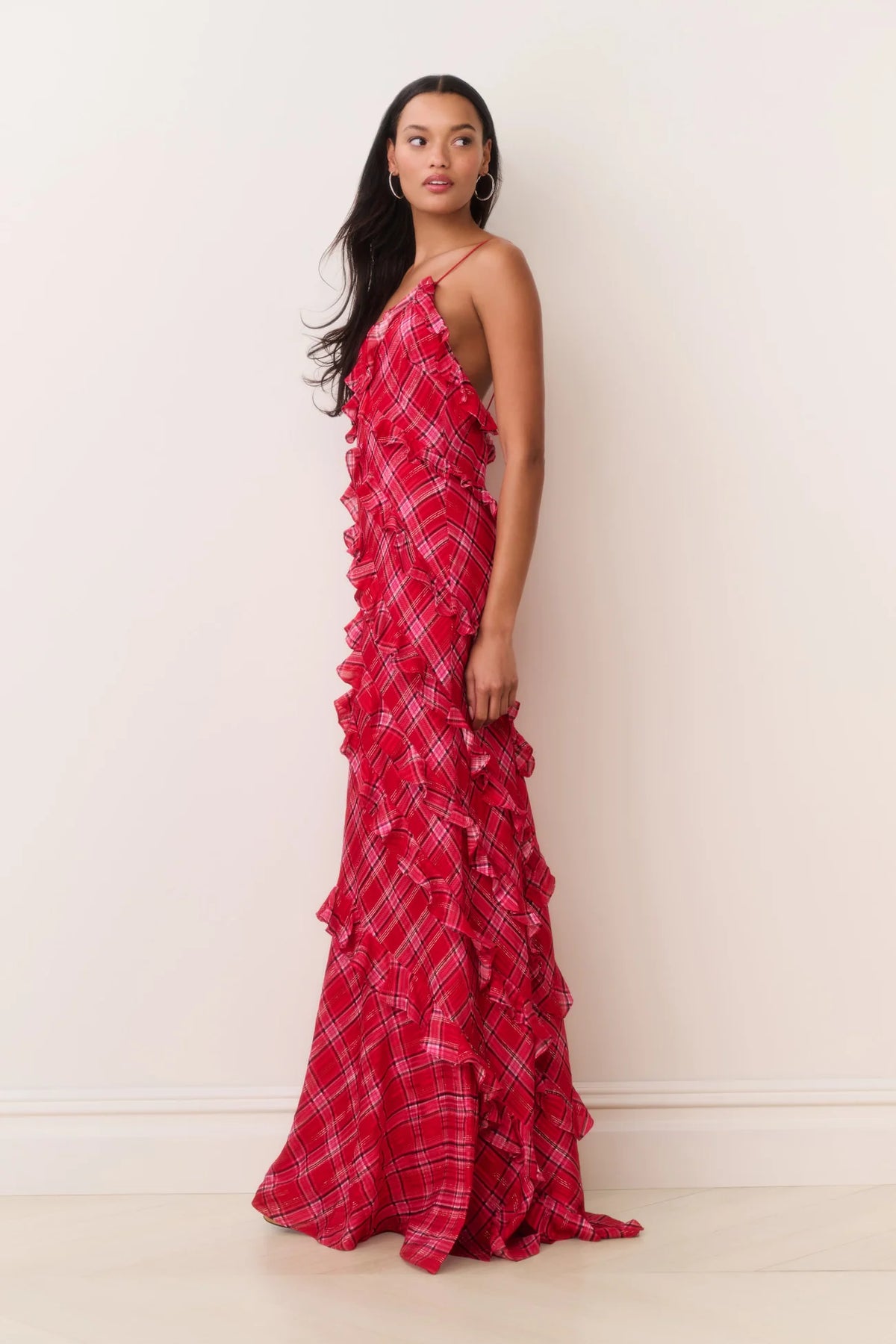 LoveShackFancy Ellietta Dress in Red, side detail