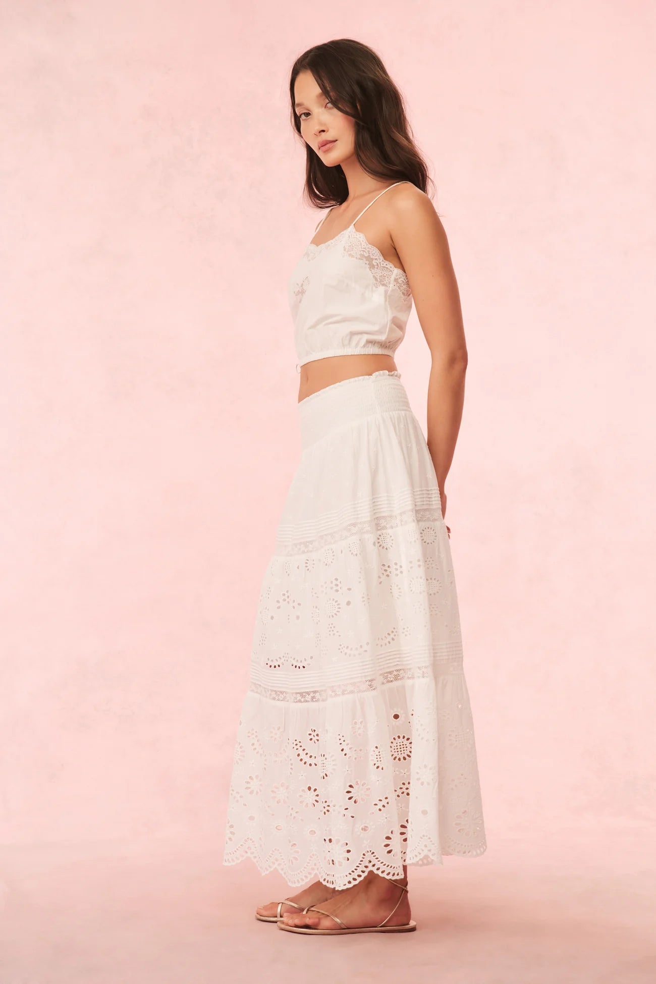 Miloti Eyelet Lace Maxi Skirt