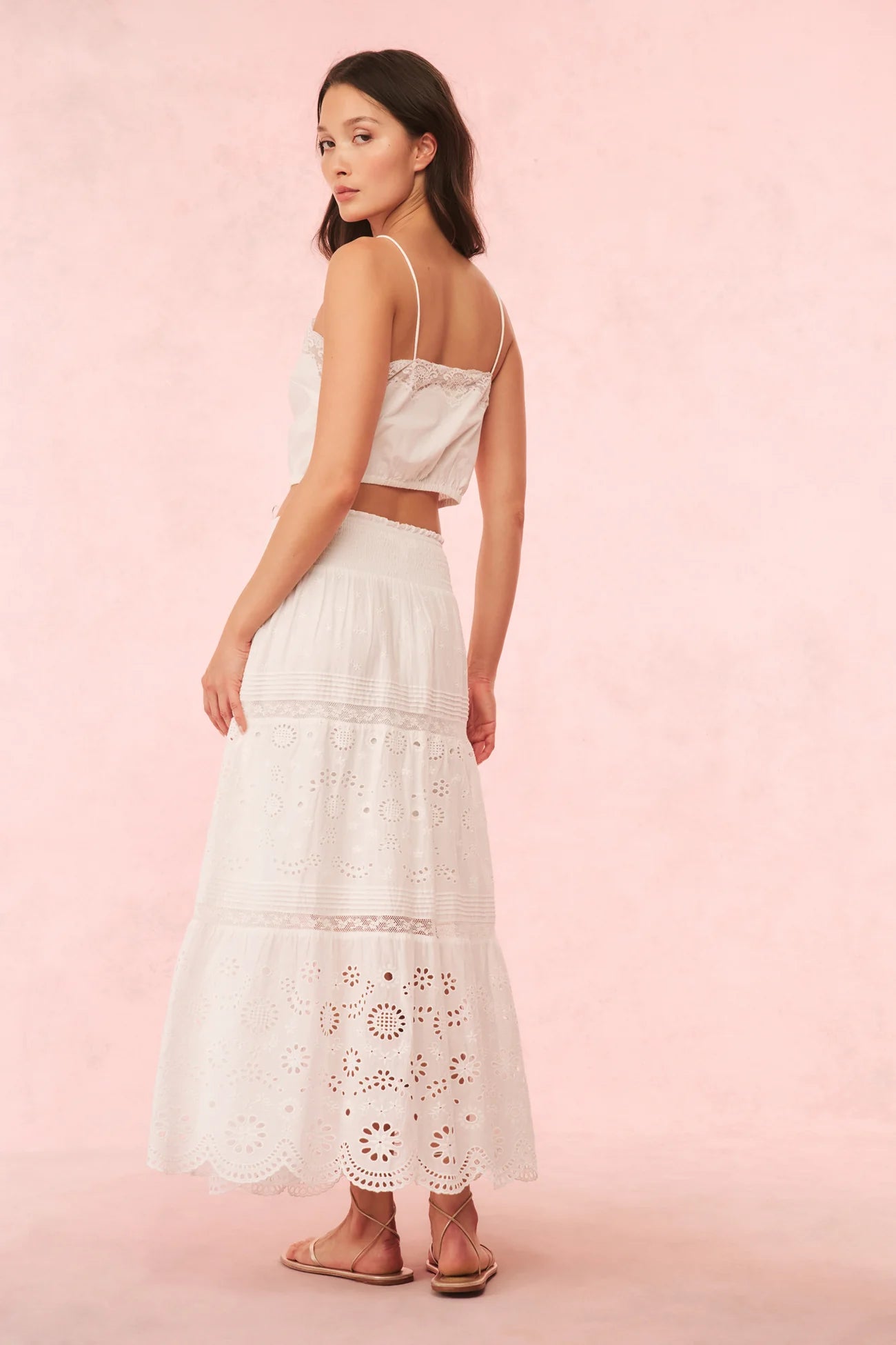 Miloti Eyelet Lace Maxi Skirt