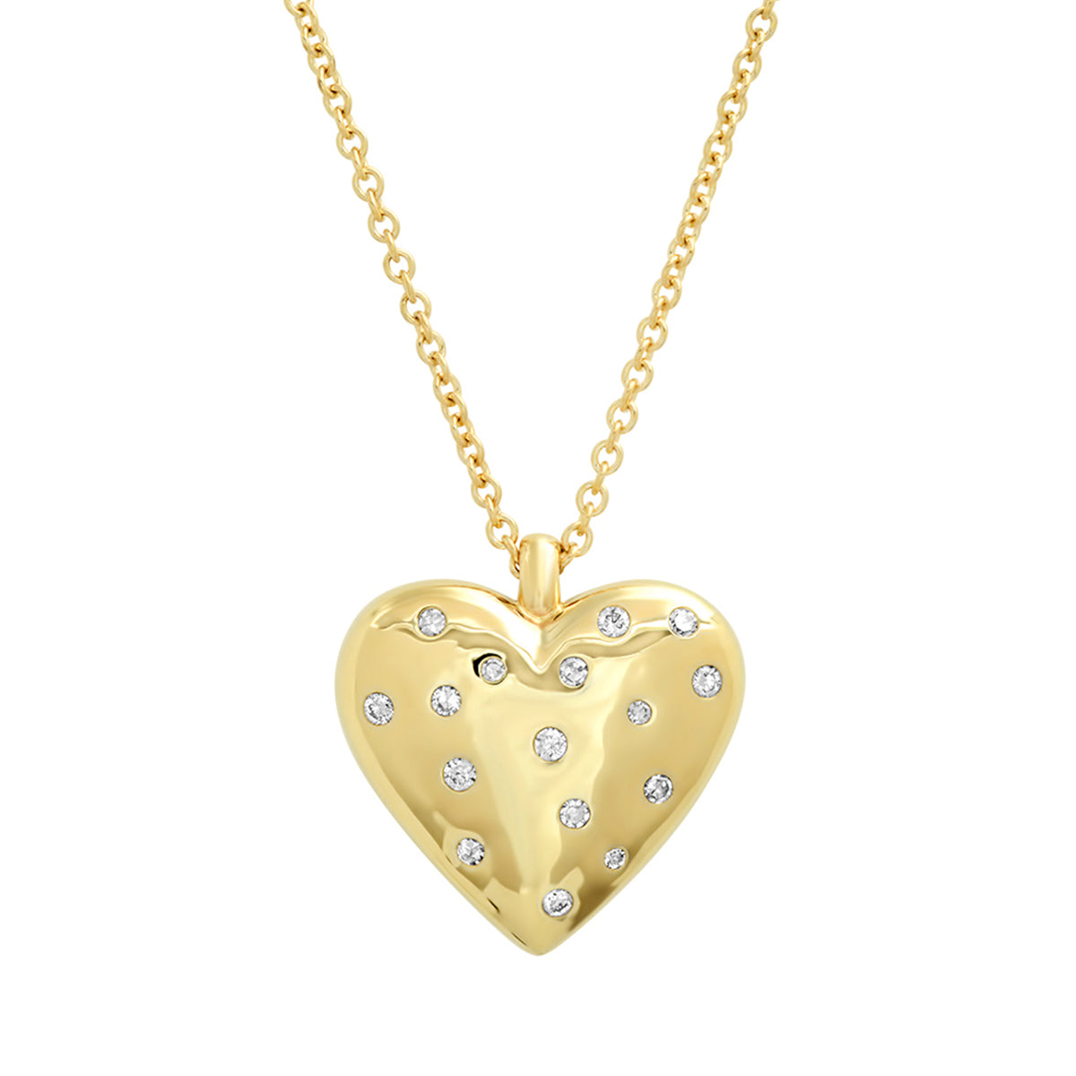 Eriness Large Diamond & Gold Puffy Heart Necklace