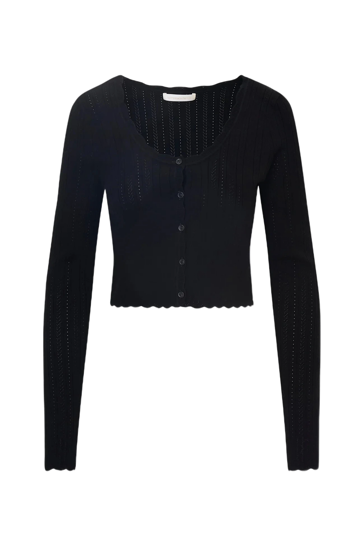 LoveShackFancy Martti Pointelle Cardigan in Black