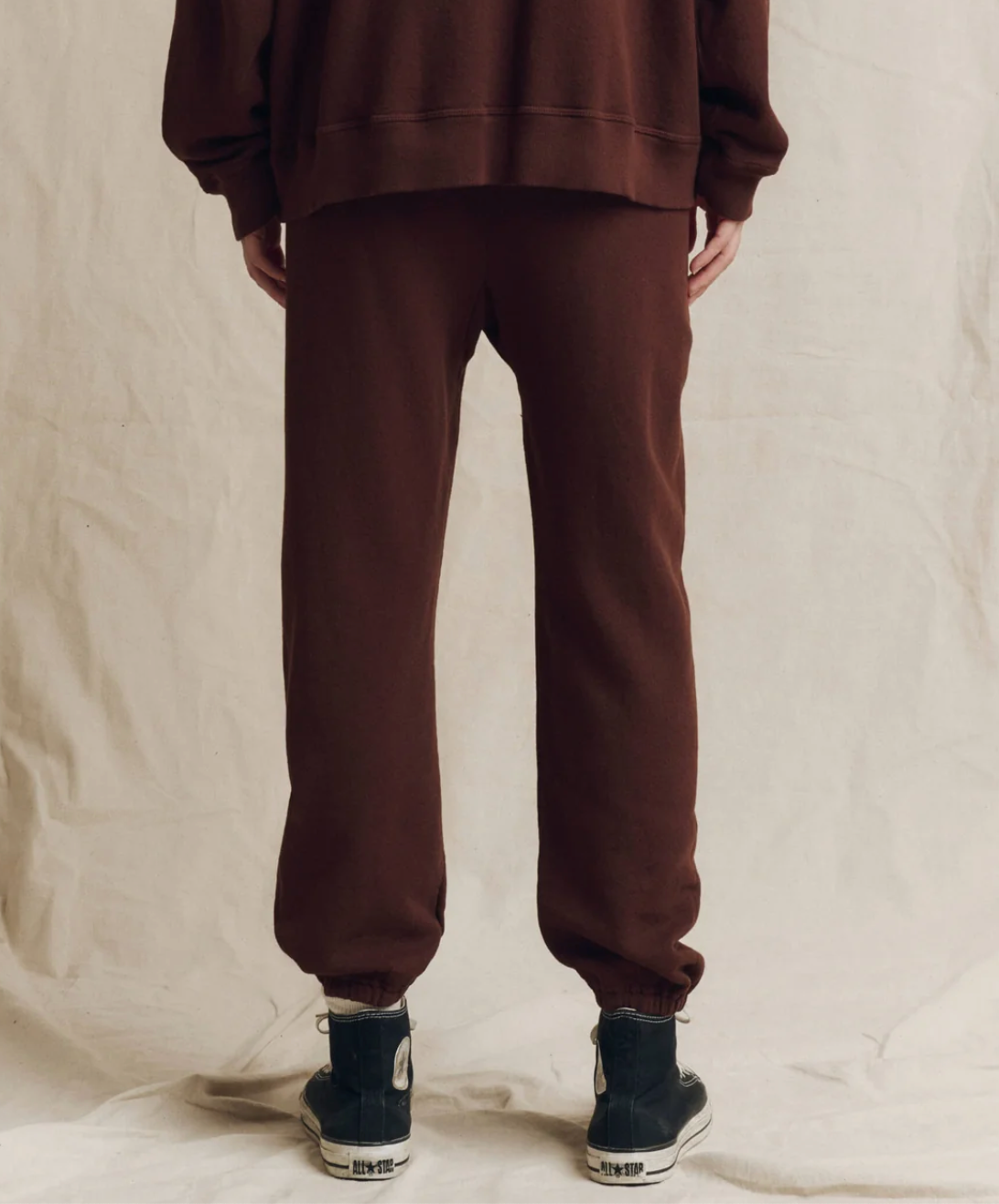 The Great. The Stadium Sweatpant in Driftwood, back view