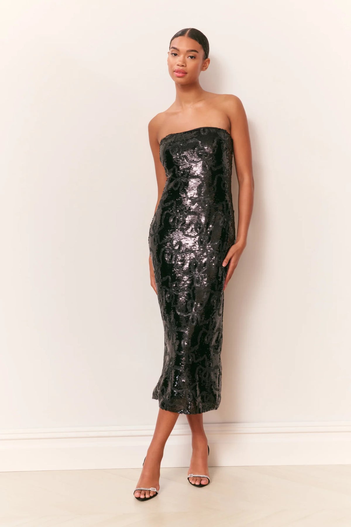 LoveShackFancy Stasia Dress in Black, front view