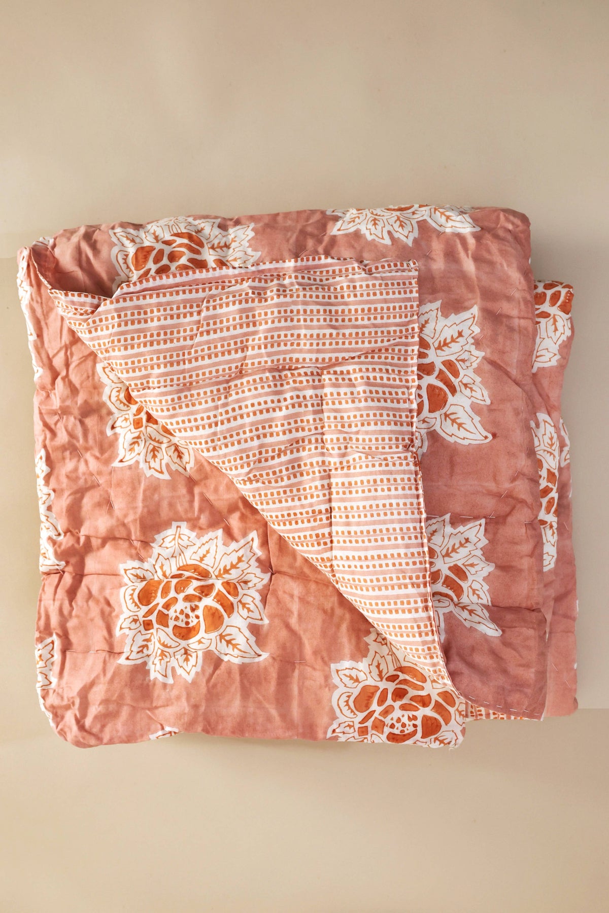Everything Rose Block-Print Quilt: King