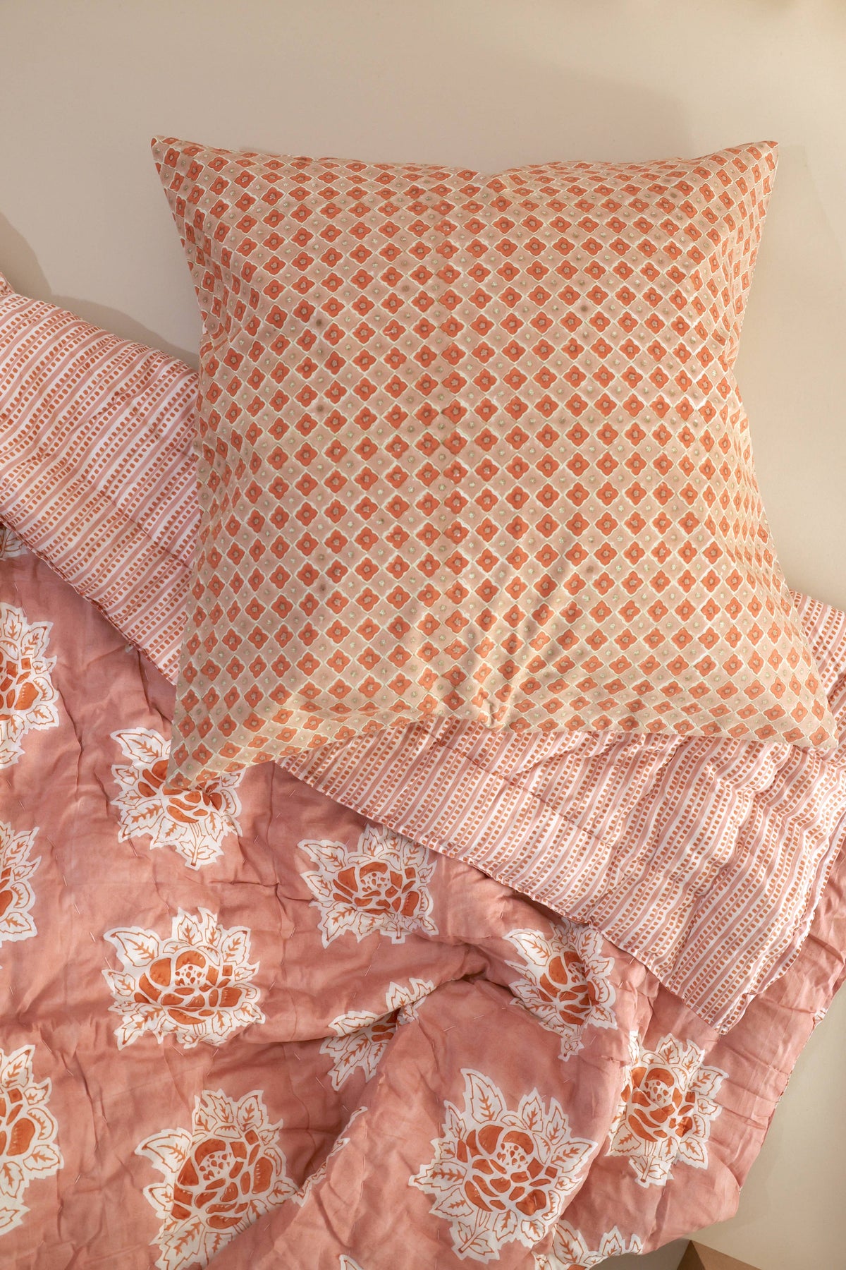 Everything Rose Block-Print Quilt: King