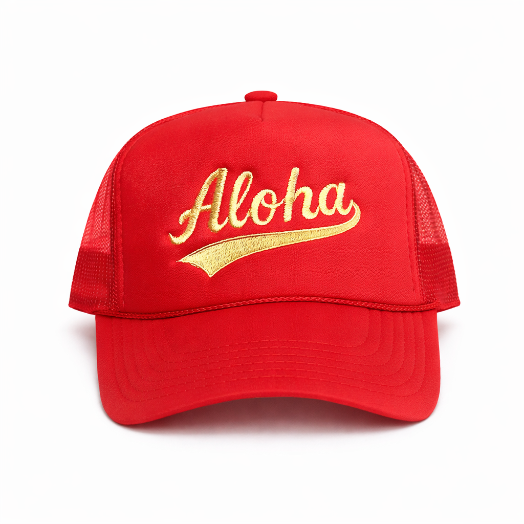 Aloha Embroidered Trucker Hat