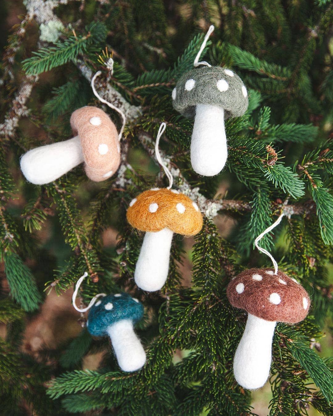 Felted Mushroom Ornament: Blush