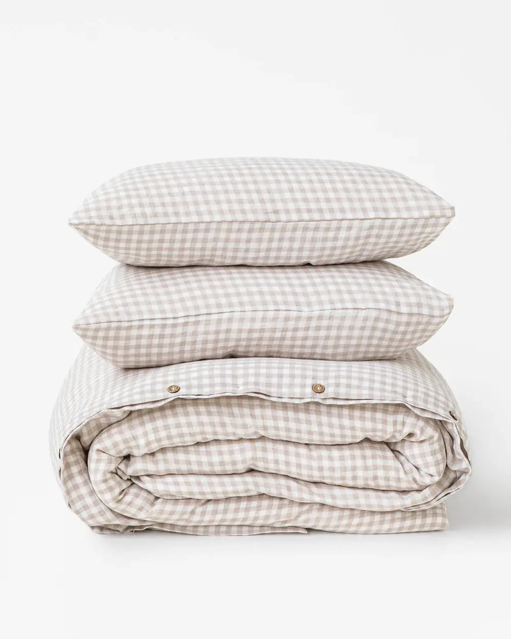 Natural Gingham Linen Duvet Cover Set King
