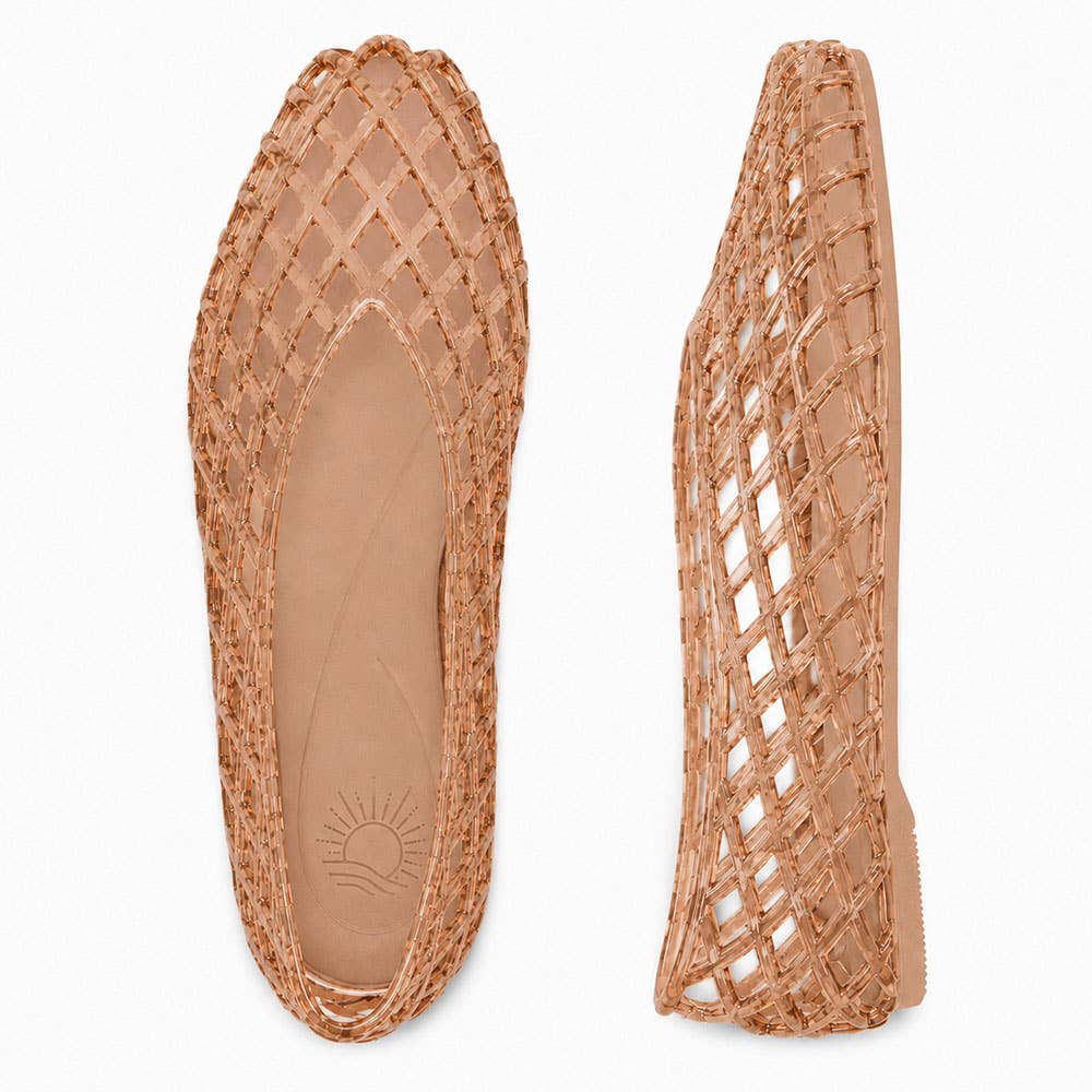 MARINA closed back cage v neck jelly water-friendly flat: TORTOISE / 9