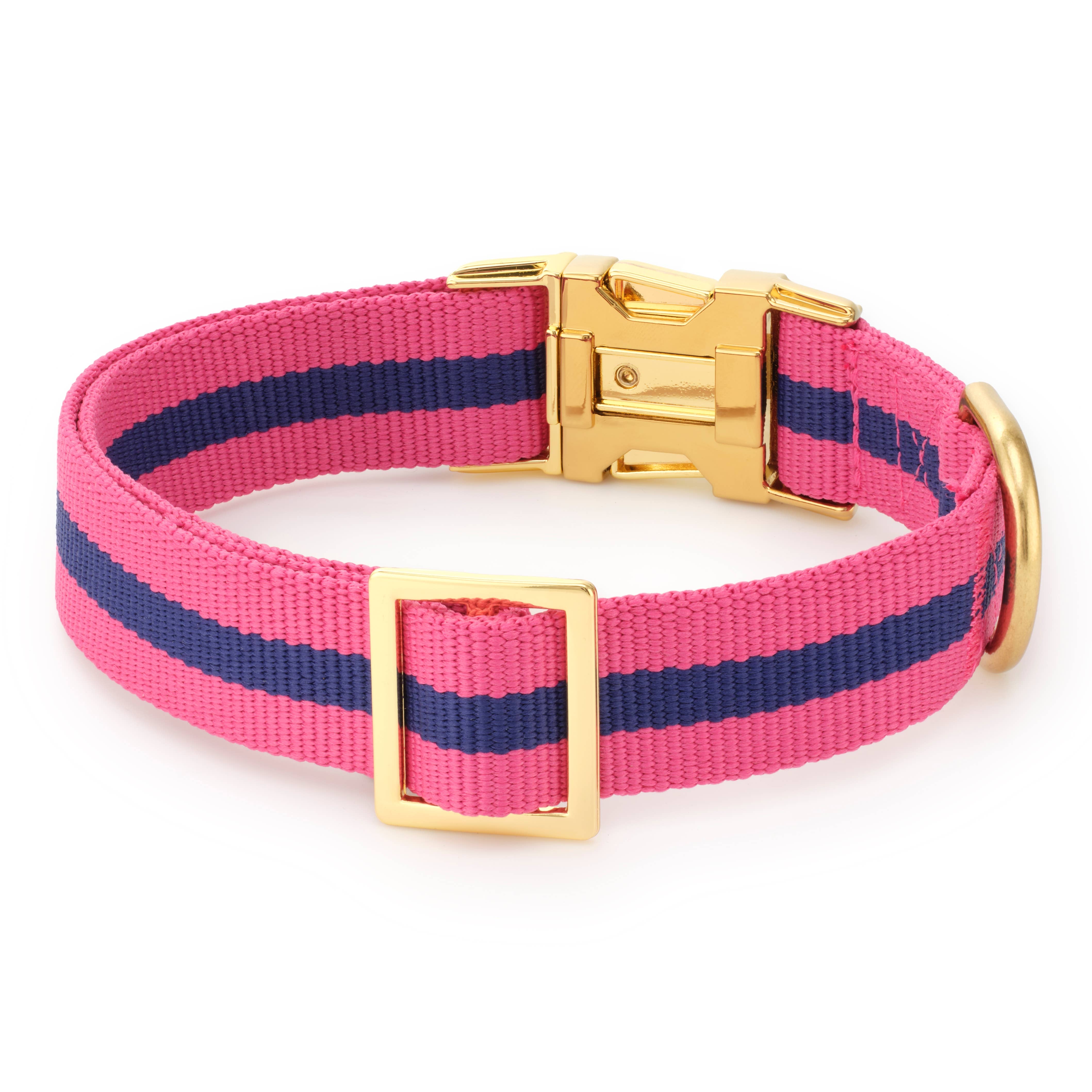 Sloane Striped Webbing Dog Collar: L - 18-26”