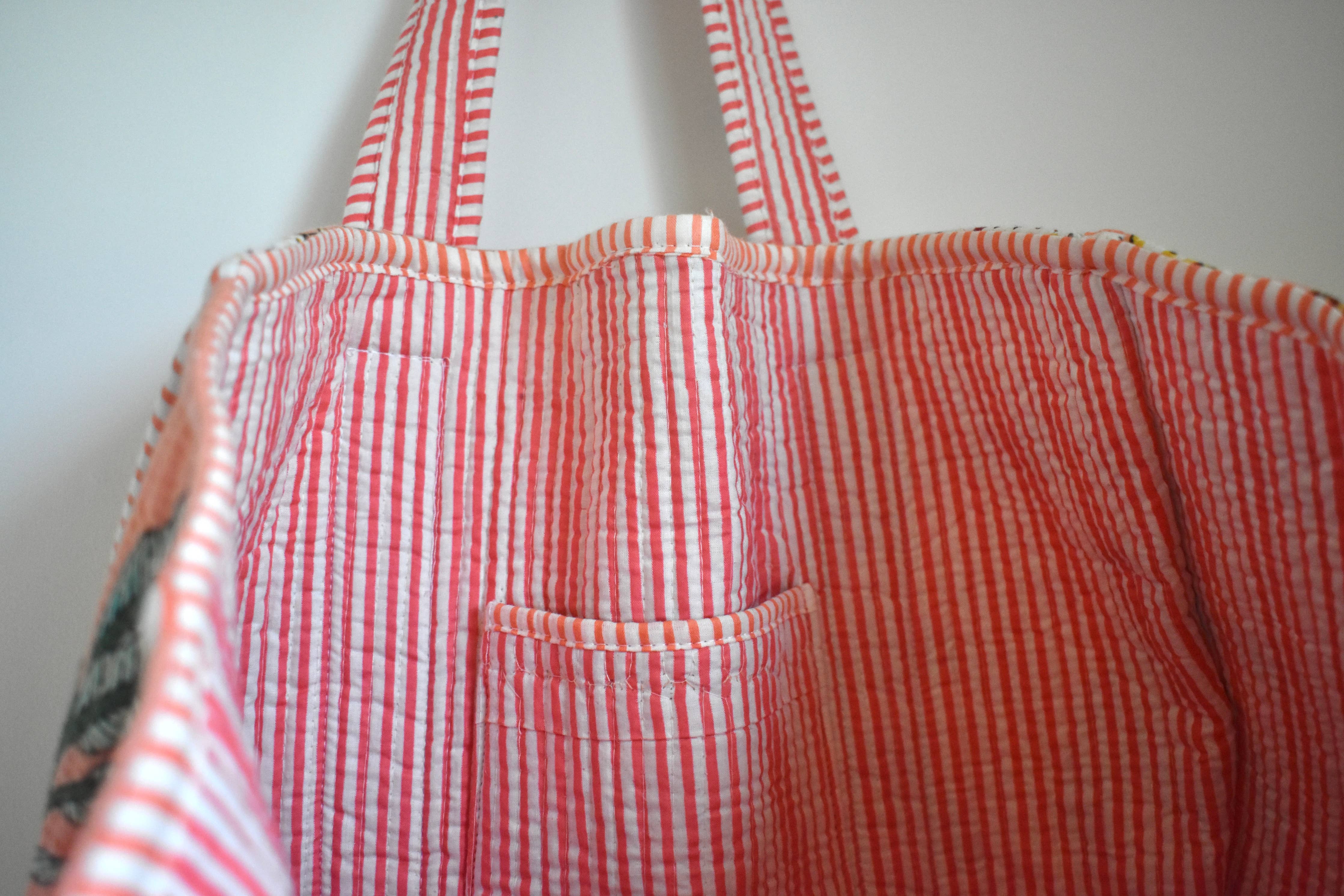 Block Print Tote Bag: Bright Pink Animal