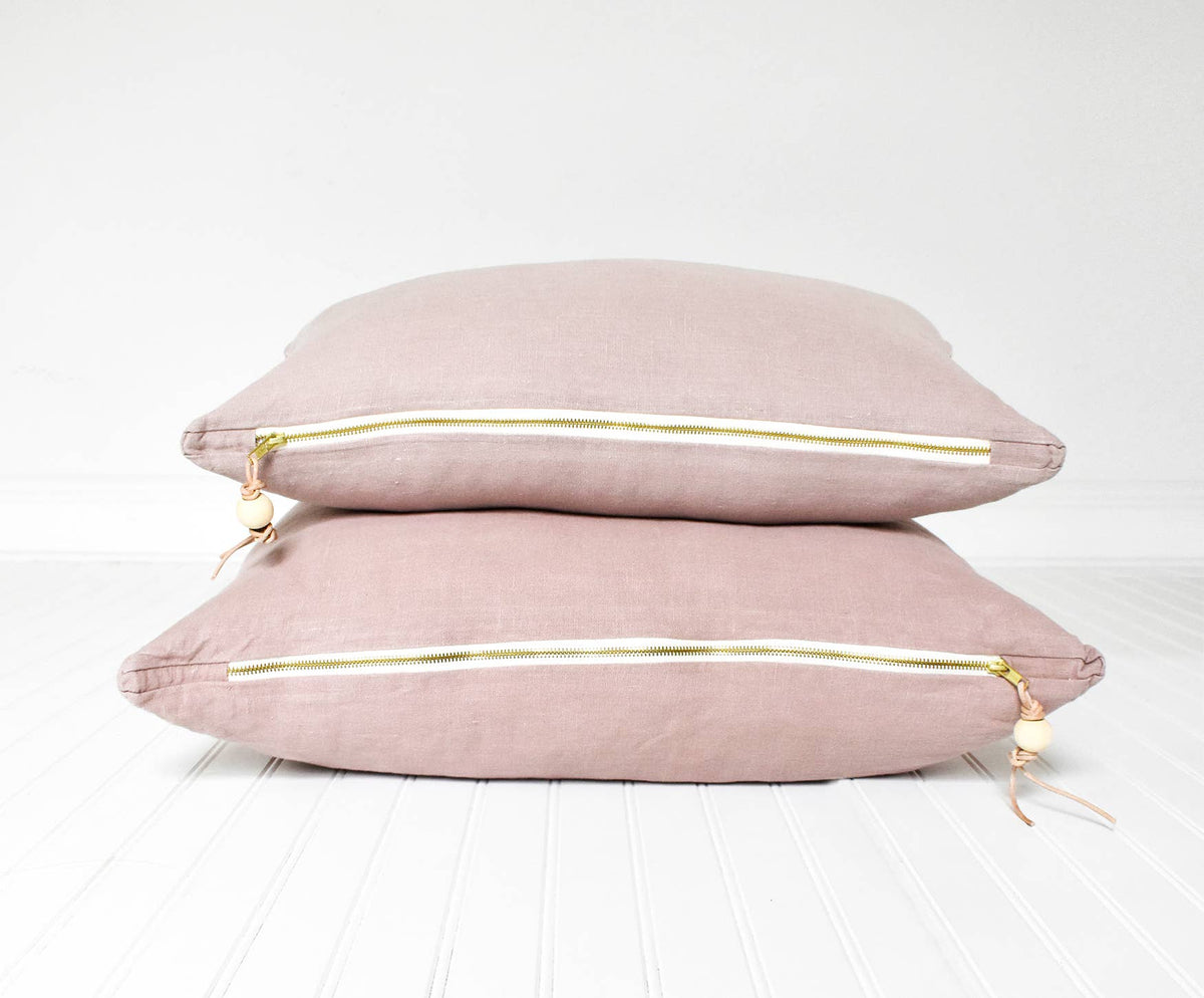 Shadow Rose Washed Linen Pillow: Cover + Down Insert / 20 x 20
