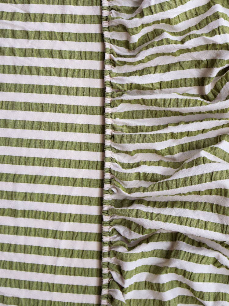 Pistachio Seersucker Fitted Sheet: King