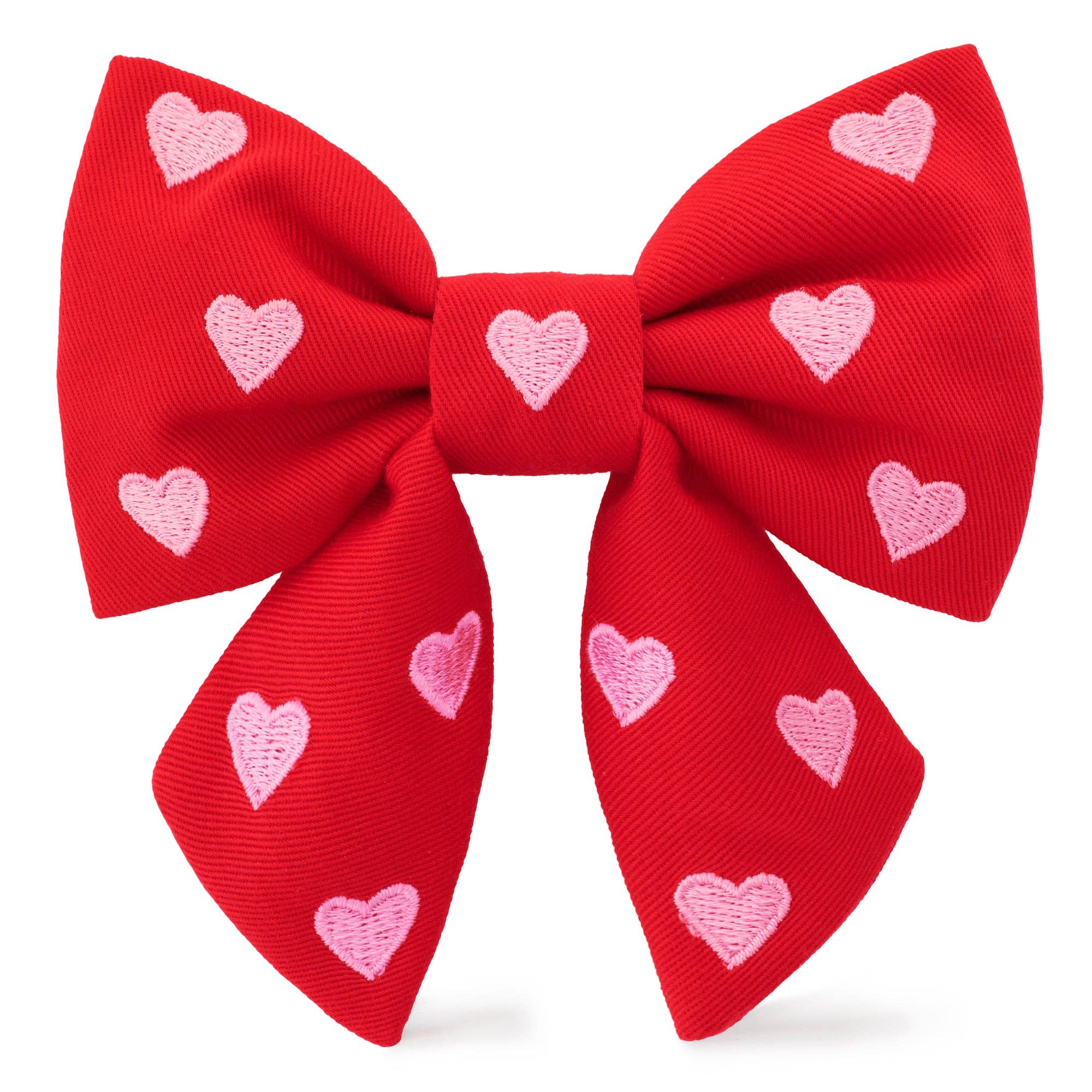Hearts Embroidered Lady Dog Bow: Large