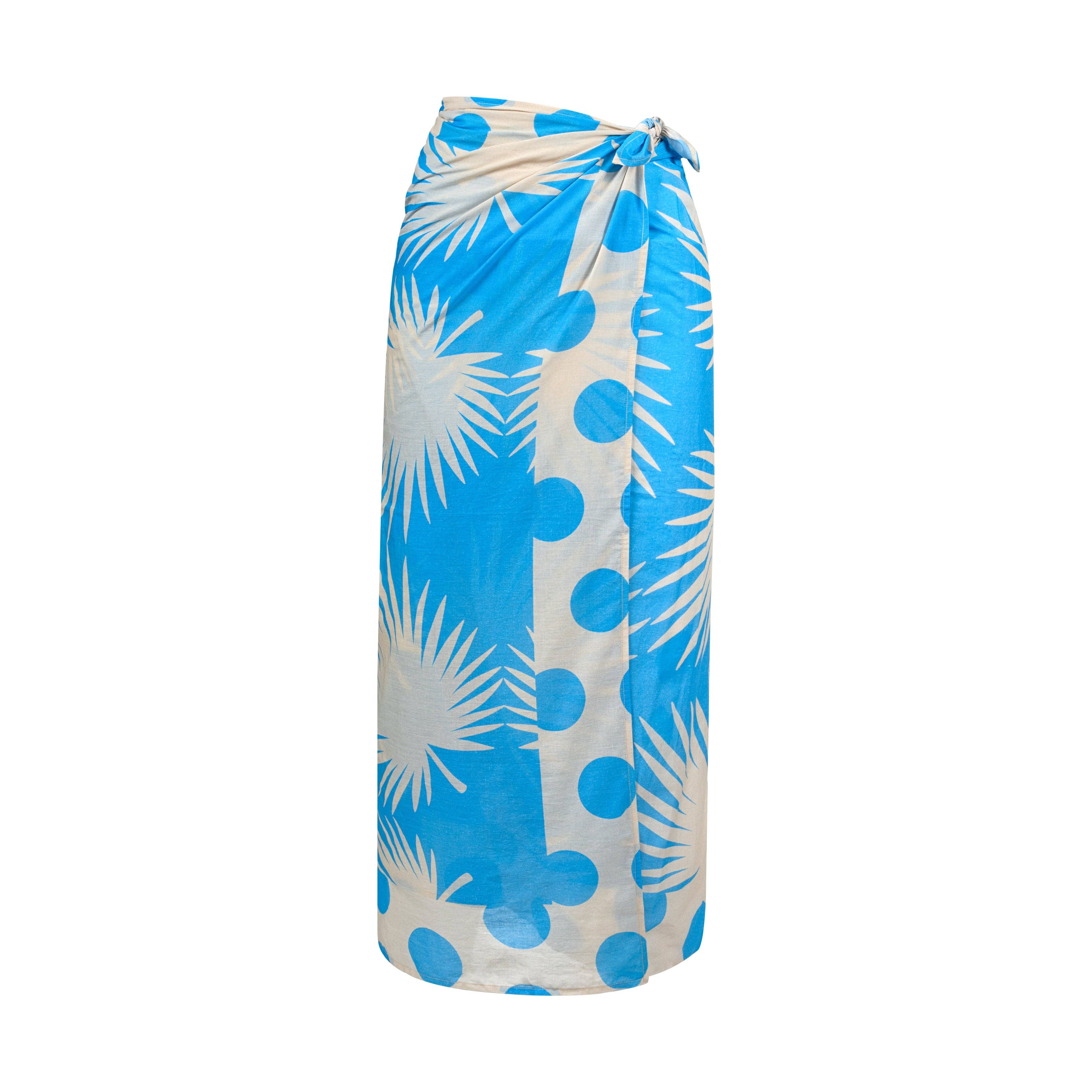 Blue Palm Geo Sarong: One Size
