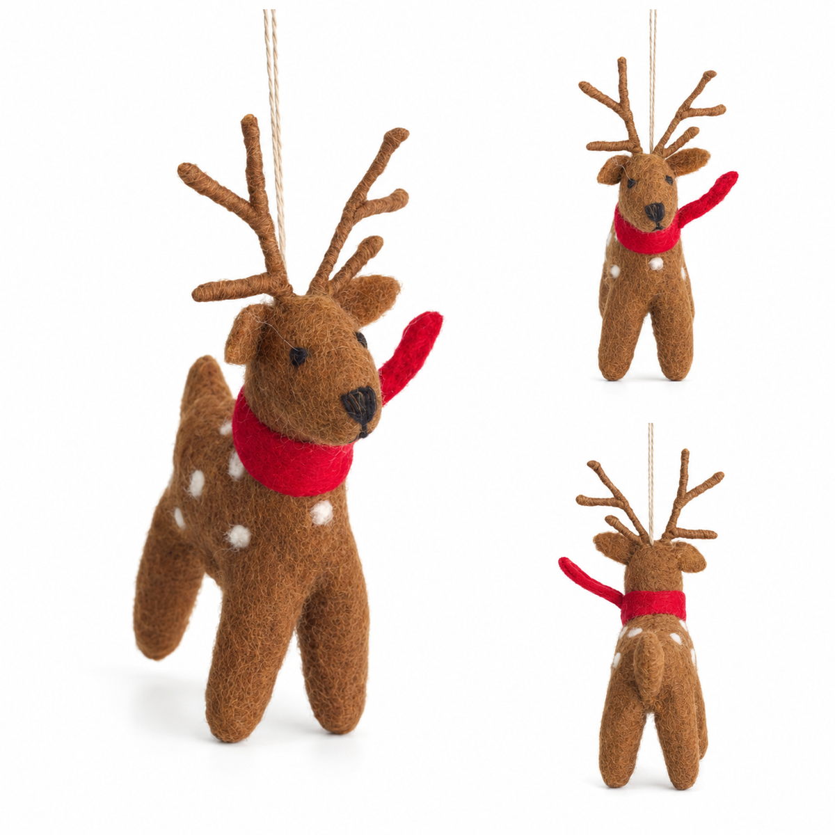 Felt Ornament - Christmas Reindeer: Brown